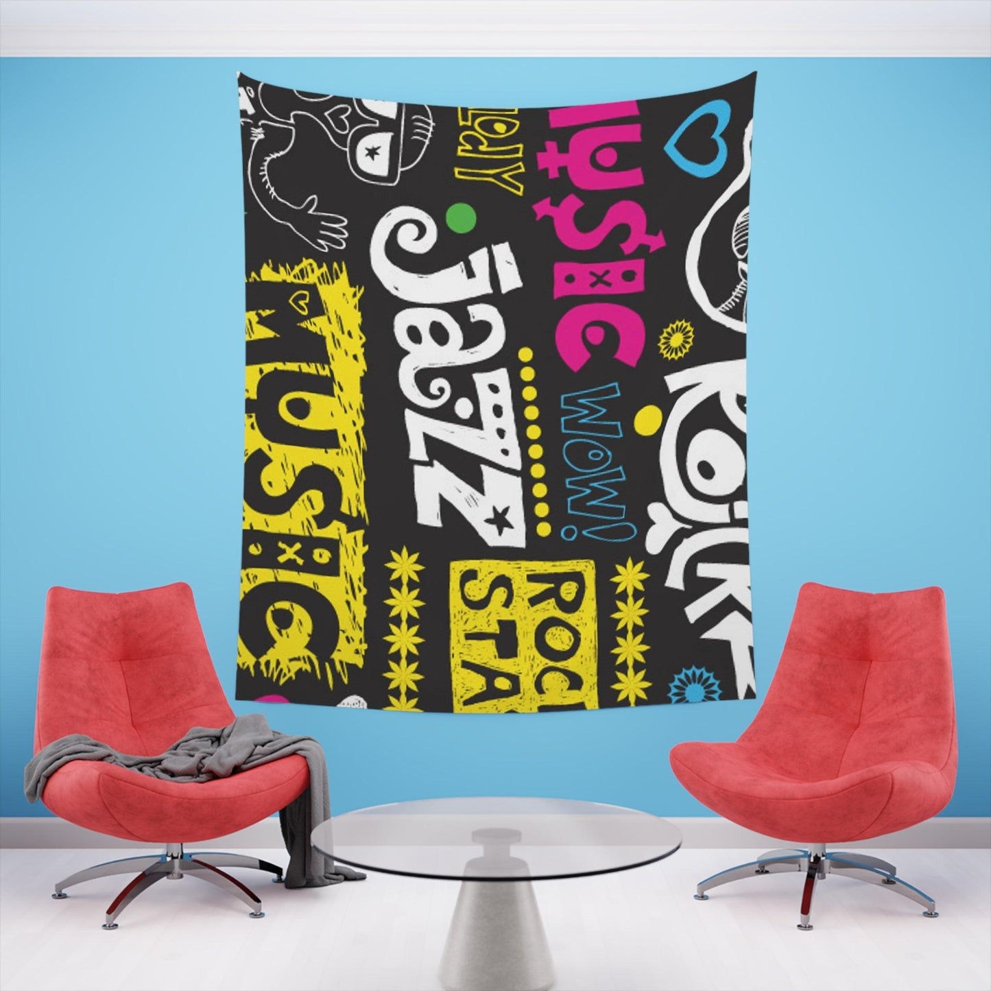 Music Graphic Printed Wall Tapestry - Lizard Vigilante