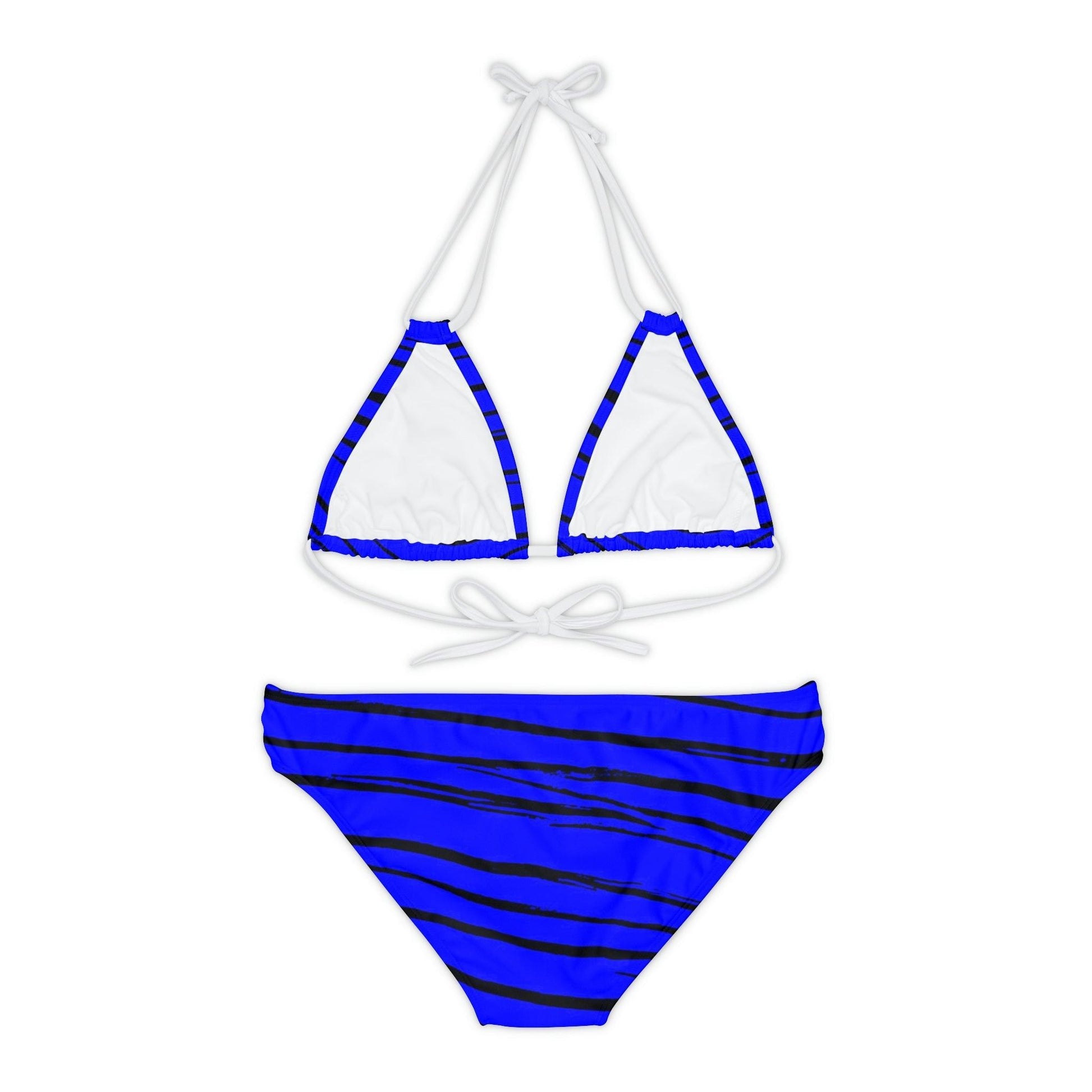 Black & Blue Strips Strappy Bikini Set - Lizard Vigilante