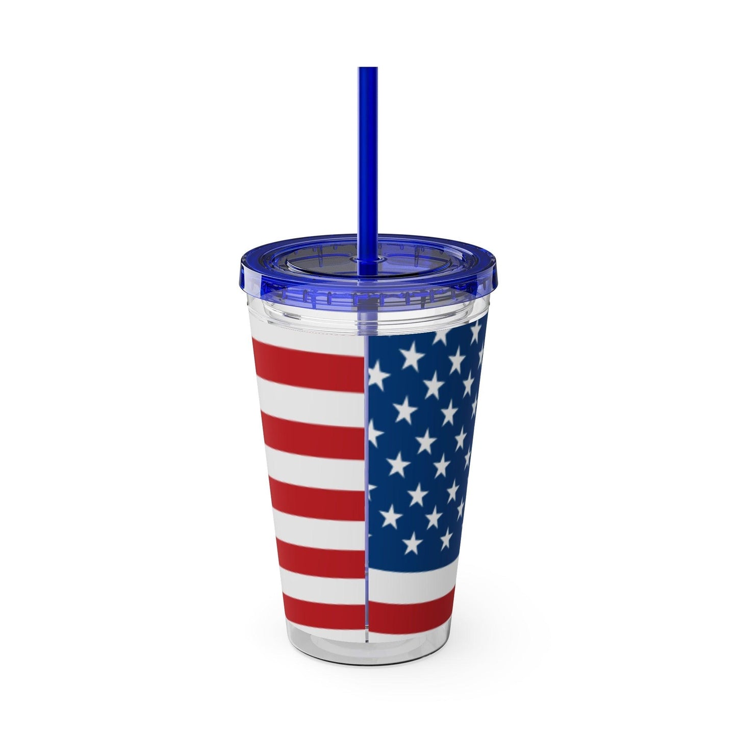 Uncle Sam Drums Before an American Flag Sunsplash Tumbler with Straw, 16oz - Lizard Vigilante