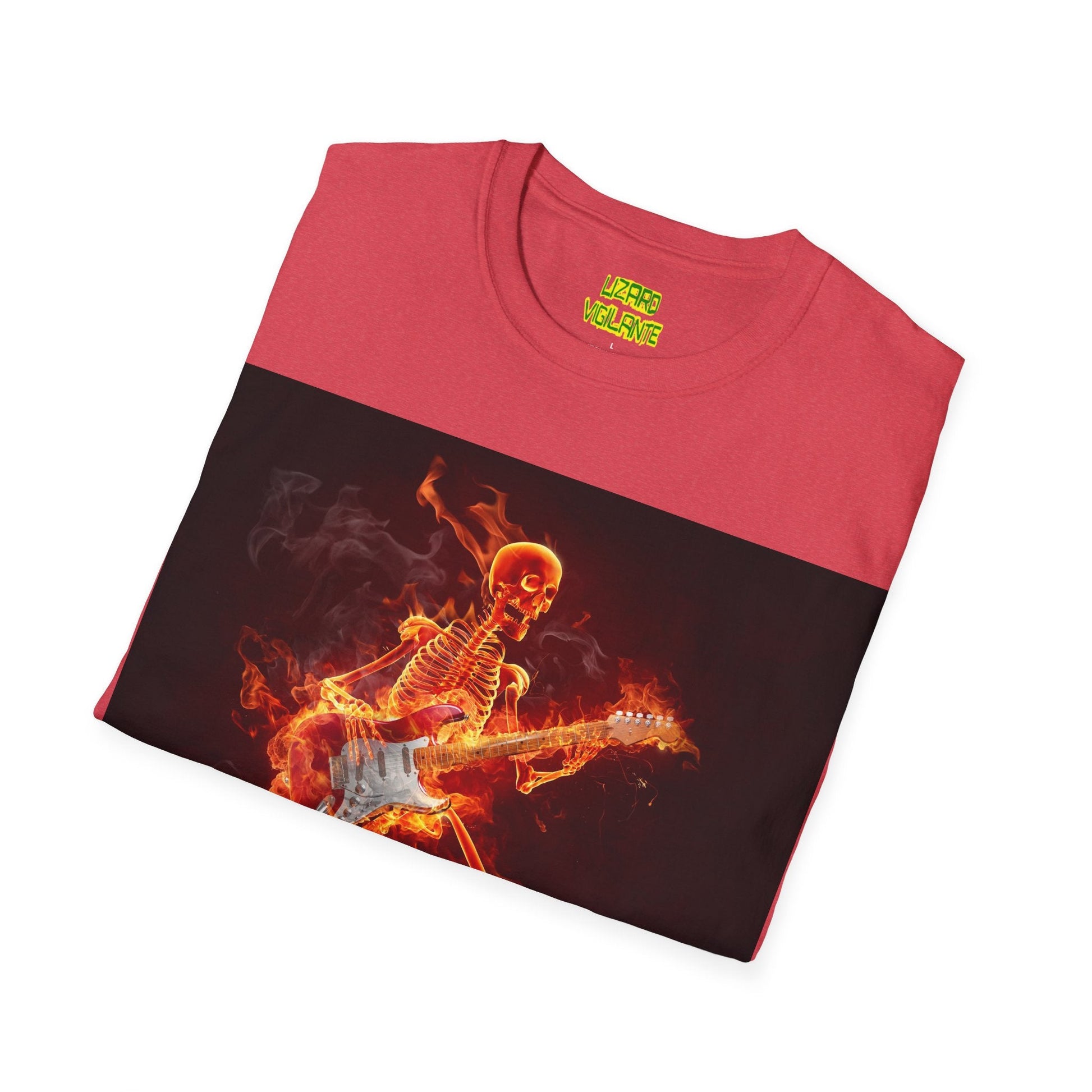 Fiery Guitarist Unisex Softstyle T-Shirt - Lizard Vigilante