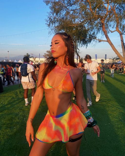 Tie-Dye Fishnet Bikini Tie-Top