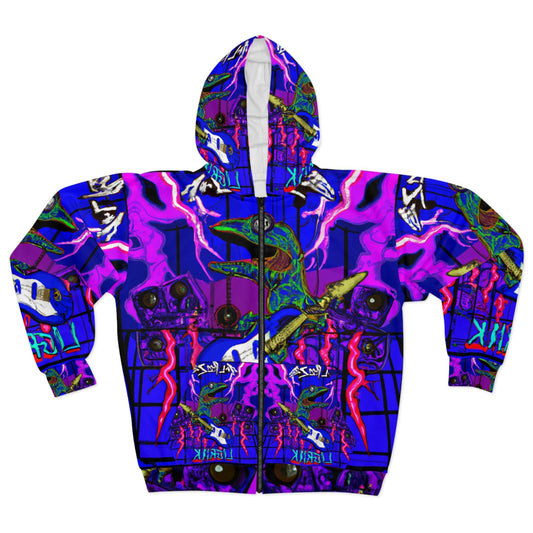 The LizardMan Unisex Zip Hoodie (AOP) - Lizard Vigilante