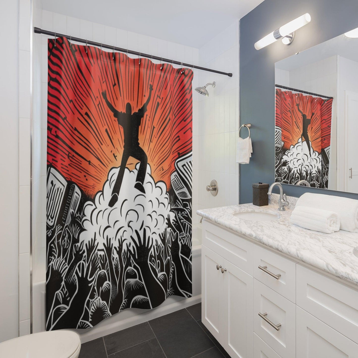 Metal Concert Shower Curtains - Lizard Vigilante