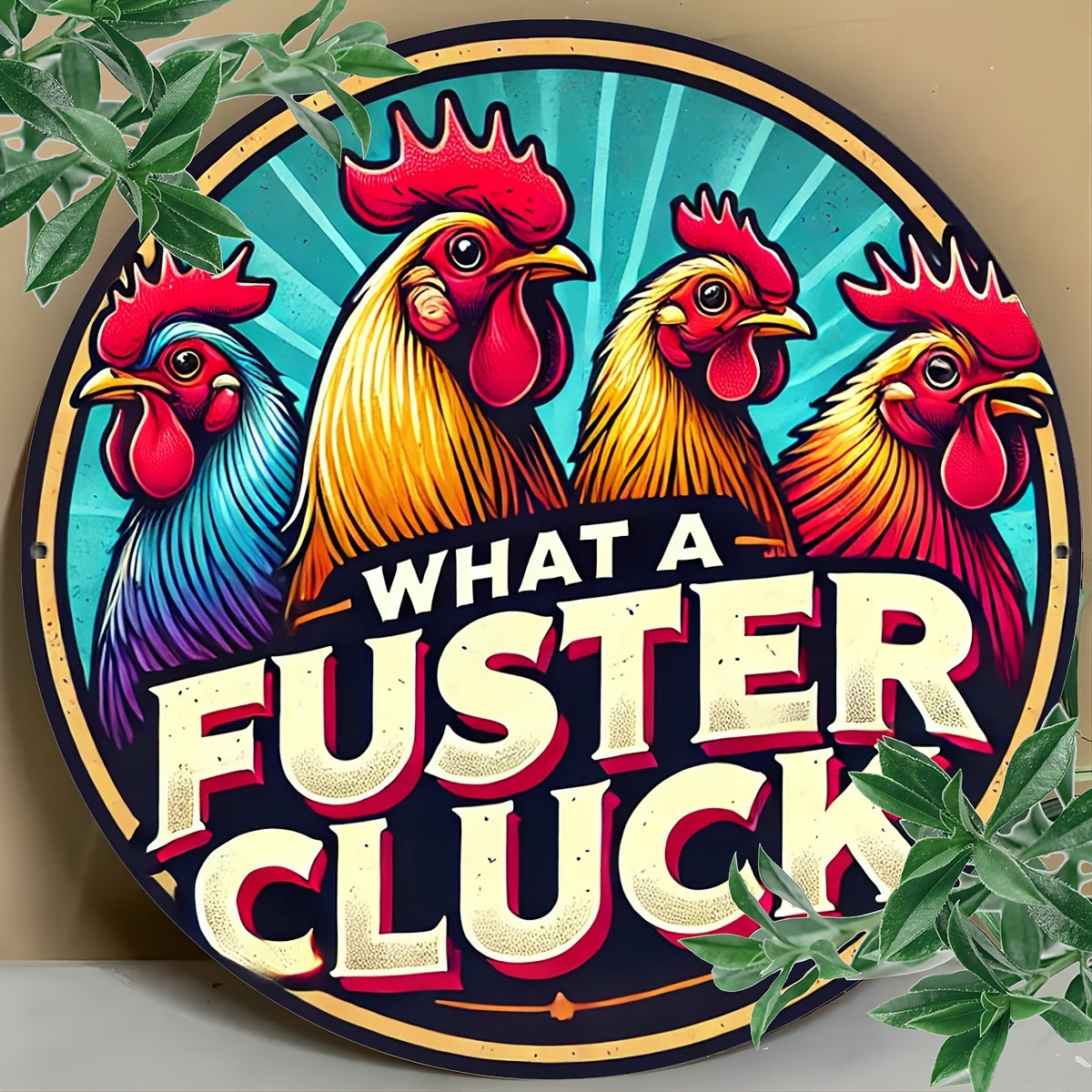 1pc, "What a Fuster Cluck" Rooster Sign, 8x8 inches (20x20cm) - Premium sign from Lizard Vigilante - Just $19.99! Shop now at Lizard Vigilante