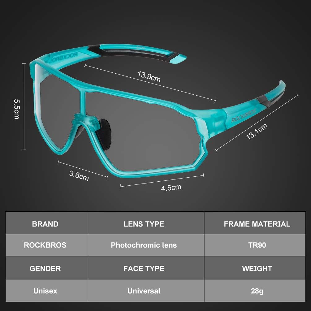 ROCKBROS Photochromic Cycling Sunglasses UV Protection Windproof Lightweight
