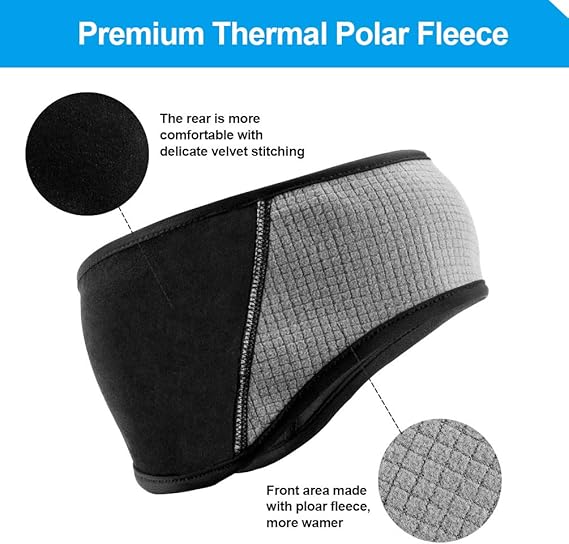 ROCKBROS Fleece Ear Warmers Headband for Running Cycling Skiing Winter Warmth
