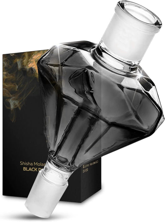 Shisha Molasses Catcher Diamond - Black Diamond - for All Shishas with 18/8 Cut, Extra Hardened Borosilicate Glass in Black, 100% More Draft and Clean Water Pipe