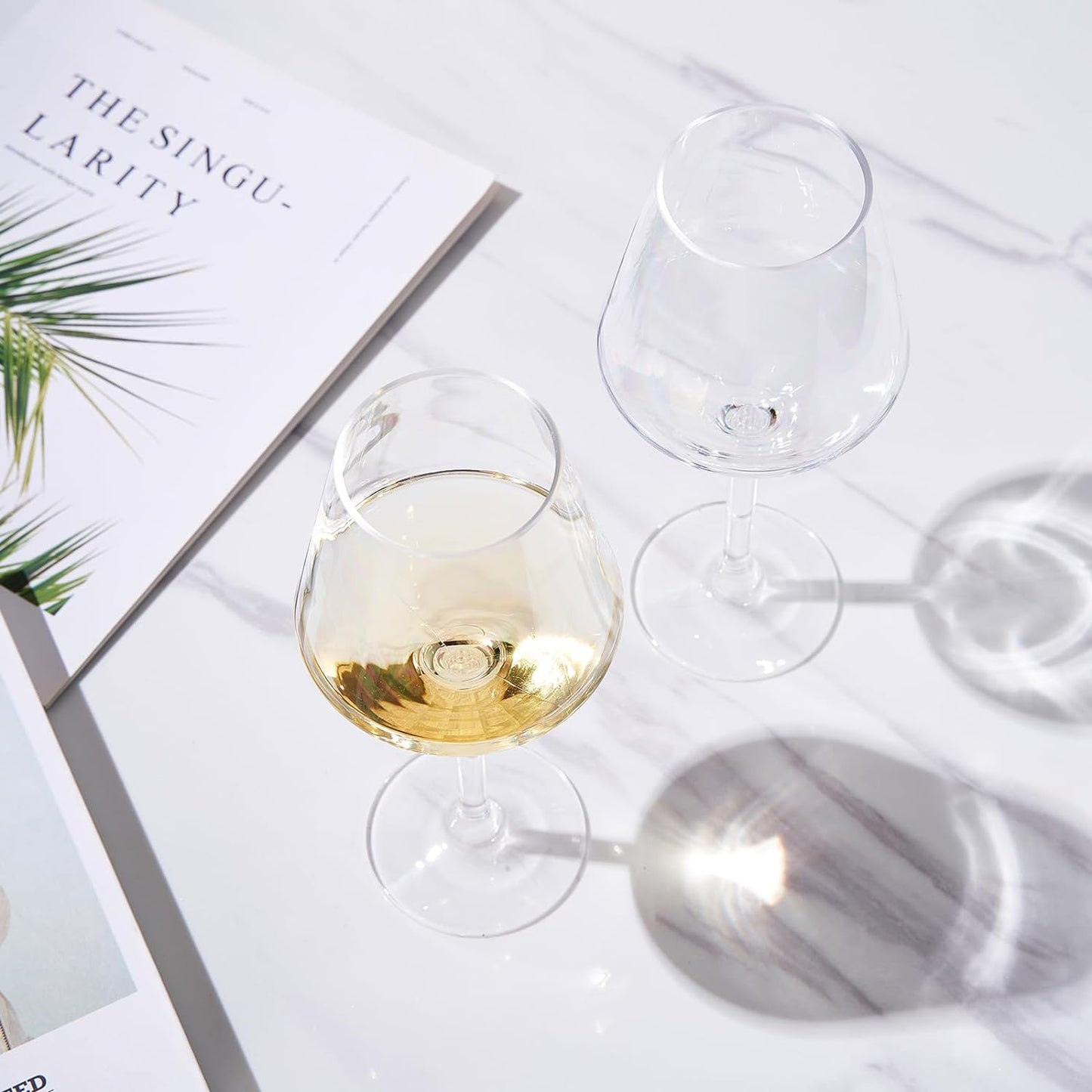 Unbreakable Stemmed Wine Glasses, Tritan Acrylic | Set of 2 | European Style Crystal Drinkware, 18oz