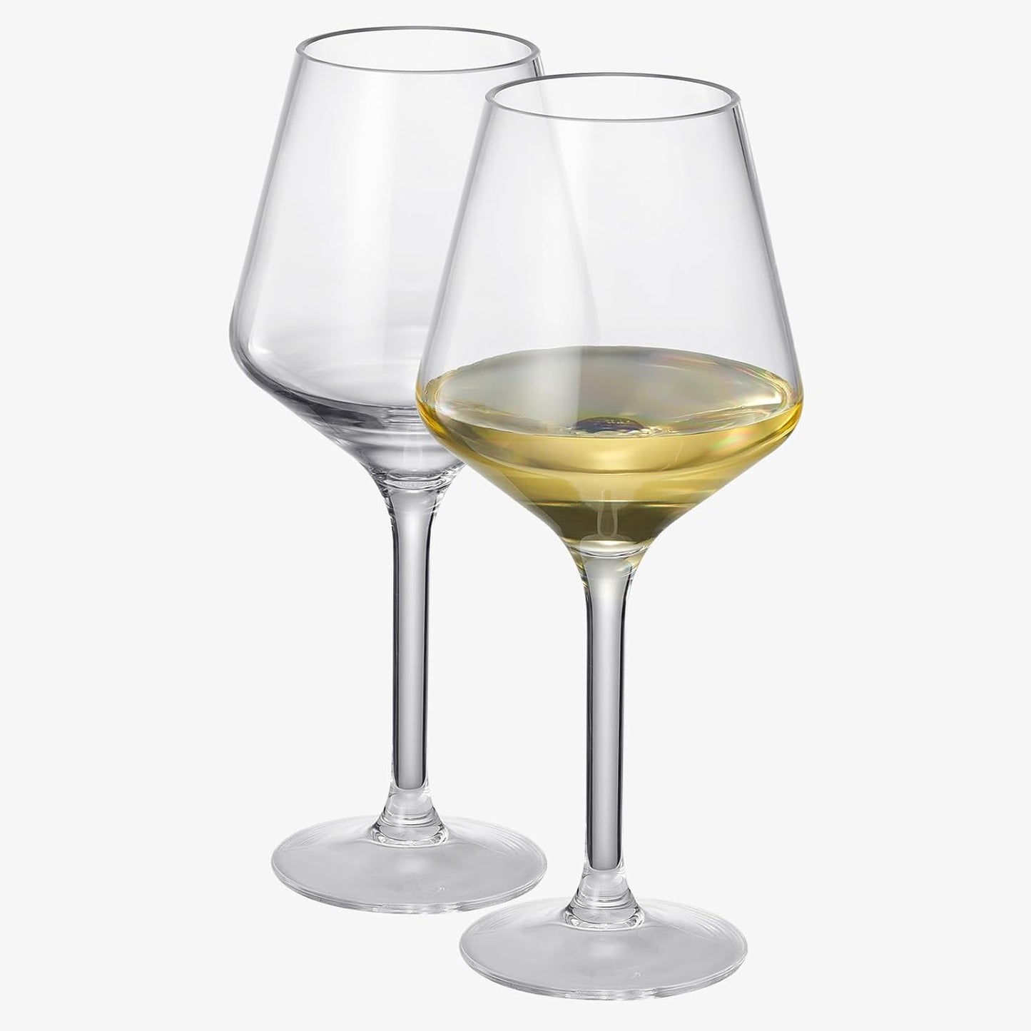 Unbreakable Stemmed Wine Glasses, Tritan Acrylic | Set of 2 | European Style Crystal Drinkware, 18oz