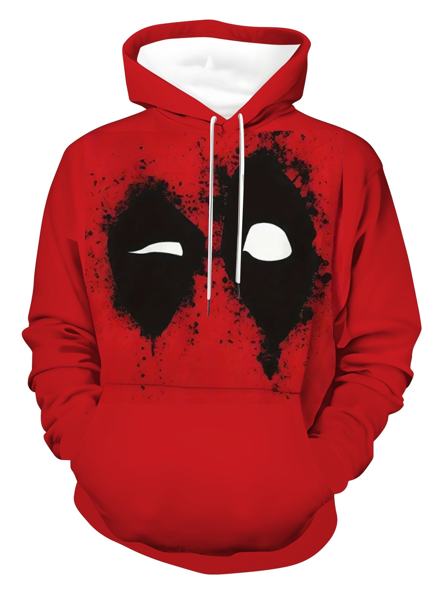 Men's Plus Size 3D Print Hoodie - Casual & Sporty, Red with Black & White Accents, Stretch Polyester Blend, Machine Washable, PLUS SIZE - Premium hoodie from Lizard Vigilante - Just $38.88! Shop now at Lizard Vigilante