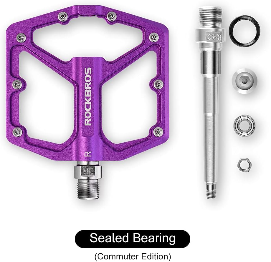ROCKBROS Bike Pedals Lightweight Aluminum Platform 9/16'' Sealed Bearing