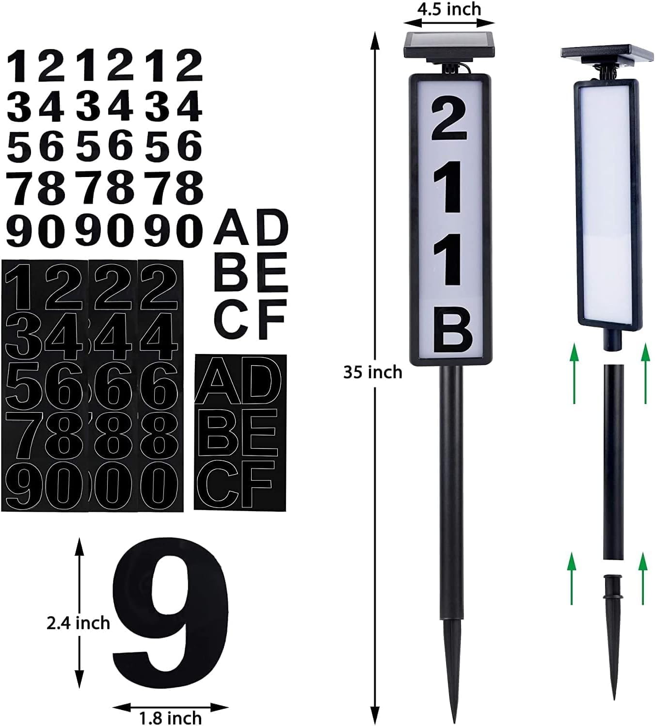 Solar Lighted House Address Sign – LED Illuminated Outdoor Plaque with Ground Stake for Yard, Garden & Home