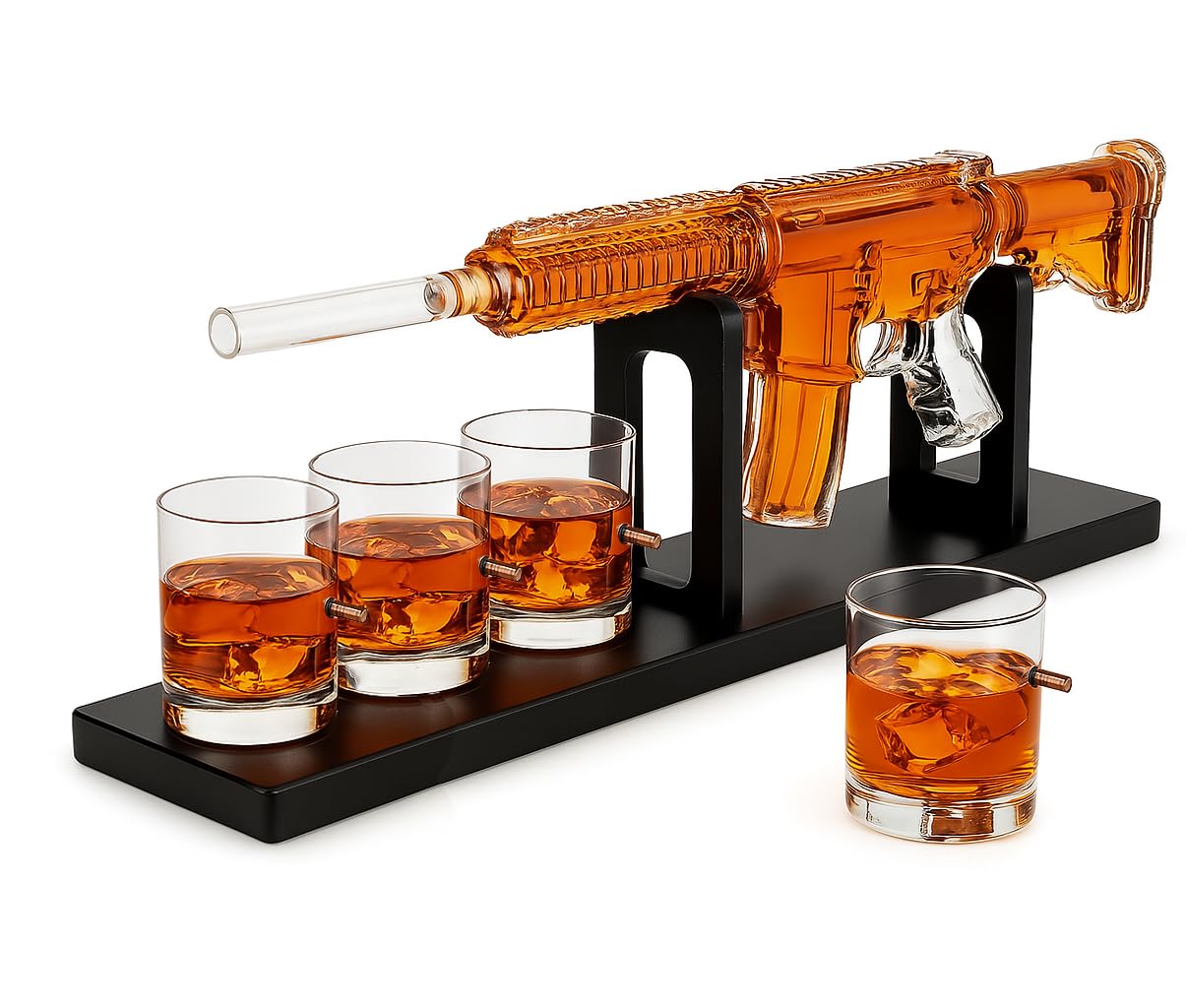 AR15 Whiskey Gun Decanter Set 1000 ml & 4 12oz Bullet Glasses