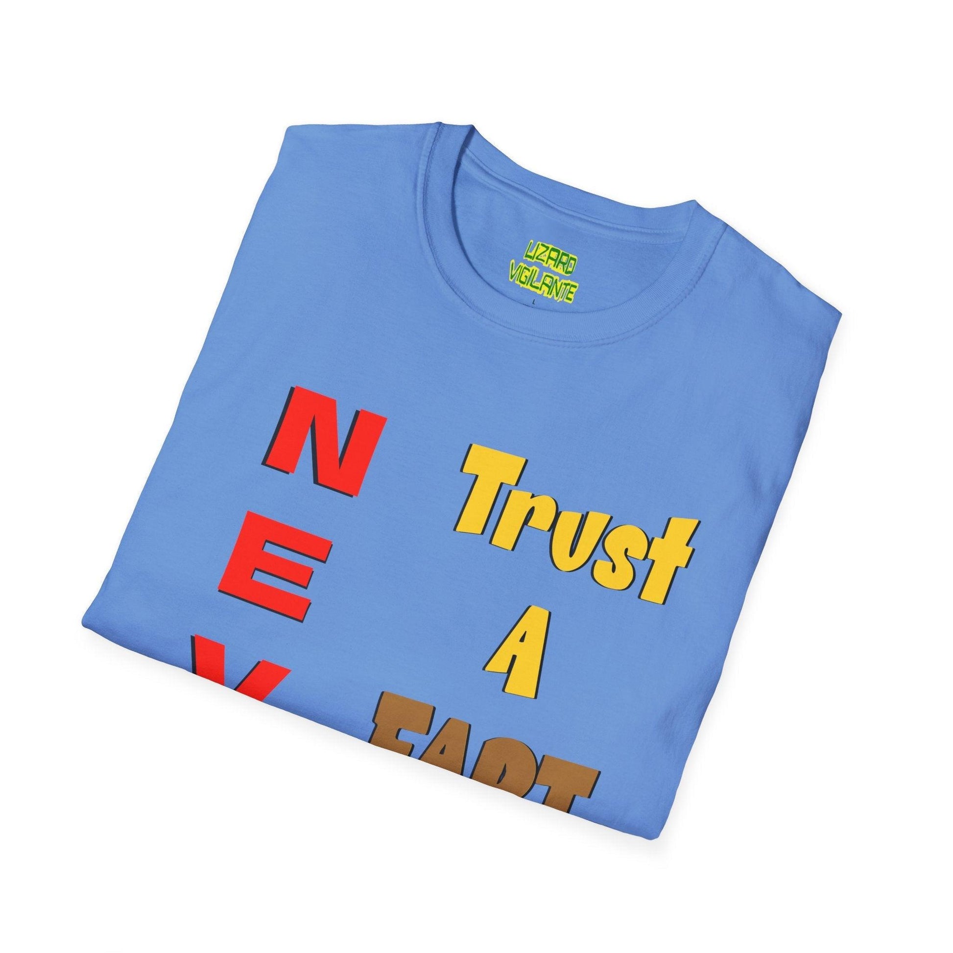 NEVER Trust A FART AFTER 50! Unisex Lightweight Softstyle Tee Shirt Sizes S-4XL, Tear-Away Label - Lizard Vigilante