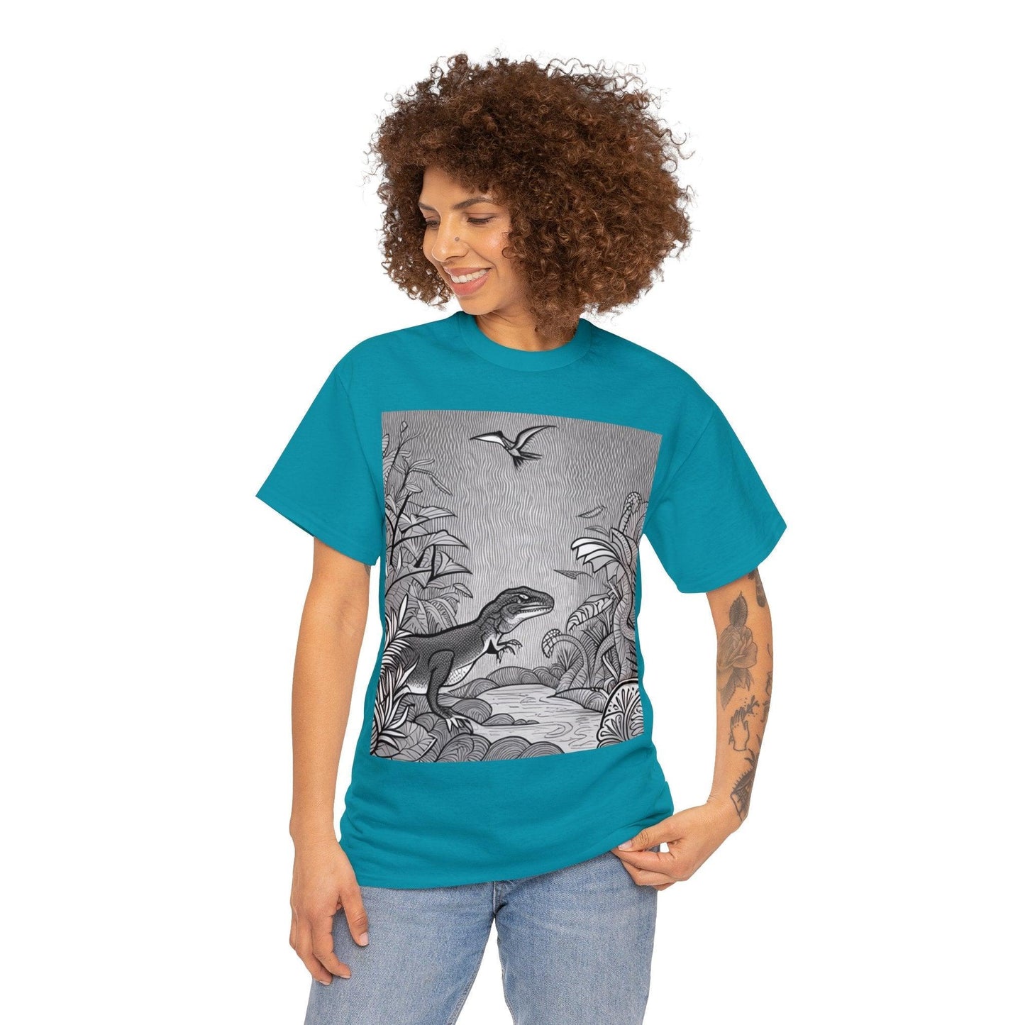 Prehistory Scene Unisex Heavy Cotton Tee - Lizard Vigilante