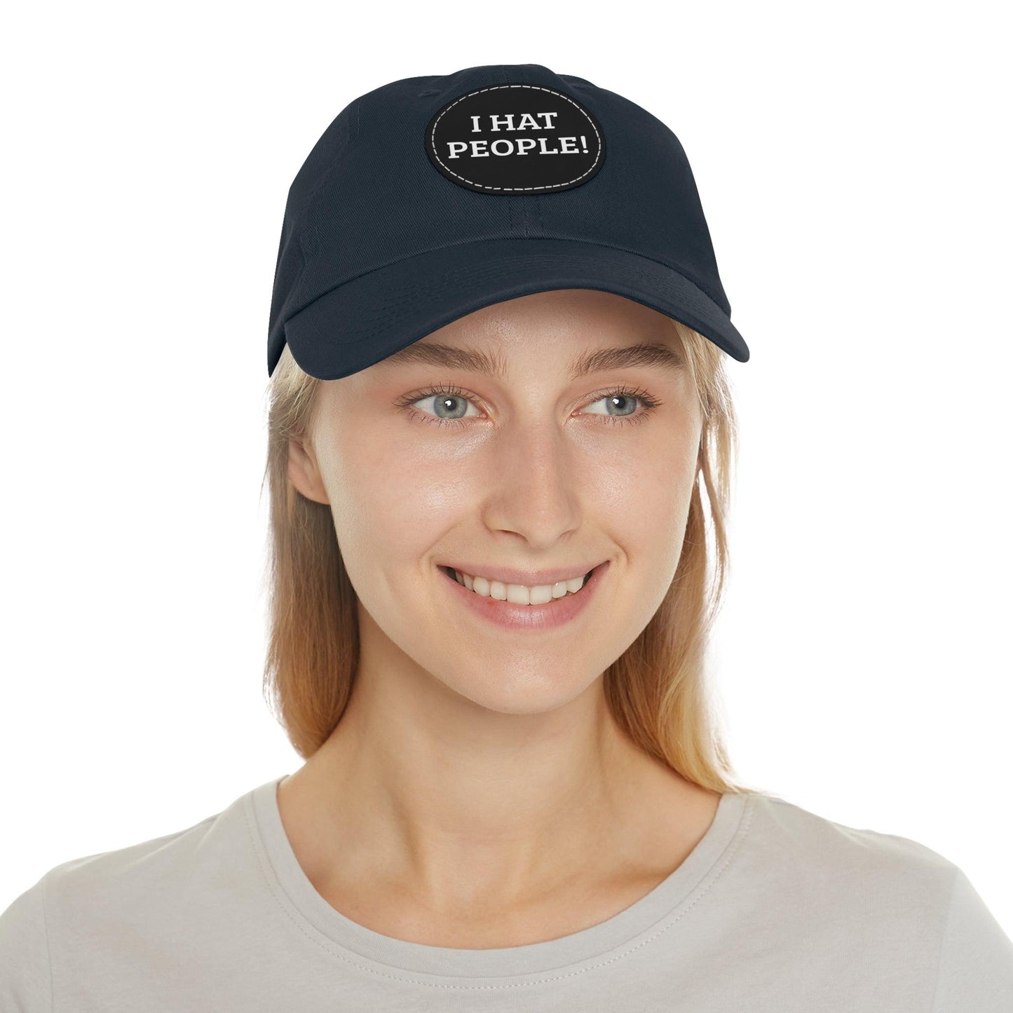 I HAT PEOPLE! Dad Hat with Leather Patch (Round) - Lizard Vigilante