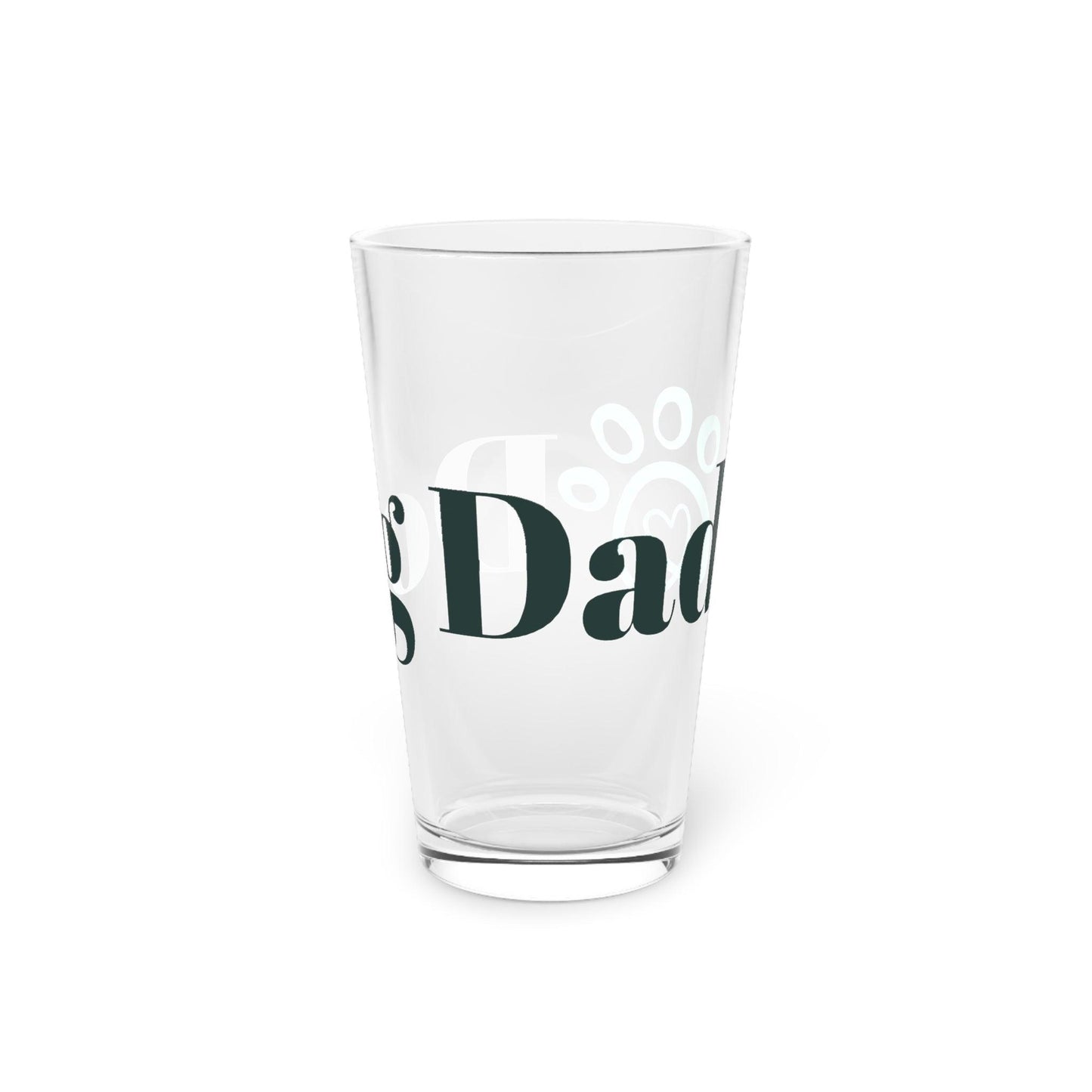 Dog Dad with Puppy Paw Pint Glass, 16oz - Lizard Vigilante