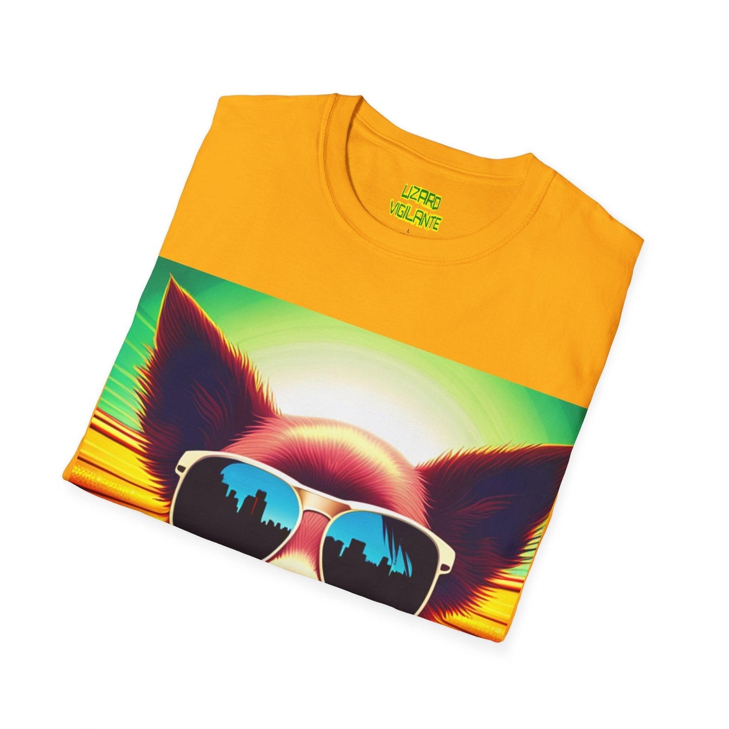 Puppy With Shades Trippy Unisex Softstyle Psychedelic T-Shirt - Lizard Vigilante