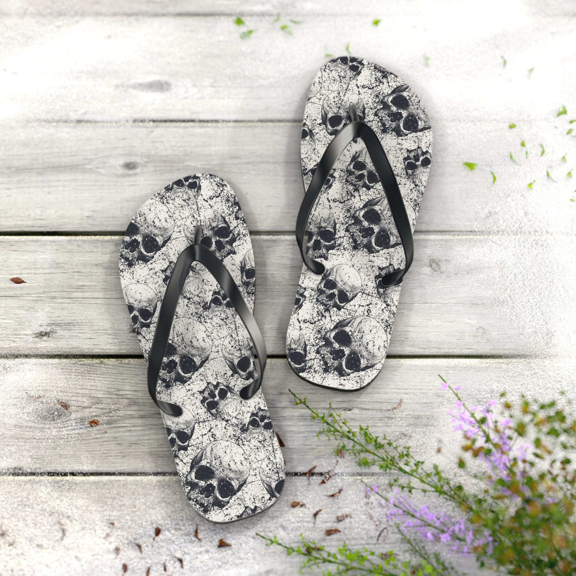 Ancient Skulls Flip Flops - Premium Shoes from Printify - Just $27.99! Shop now at Lizard Vigilante