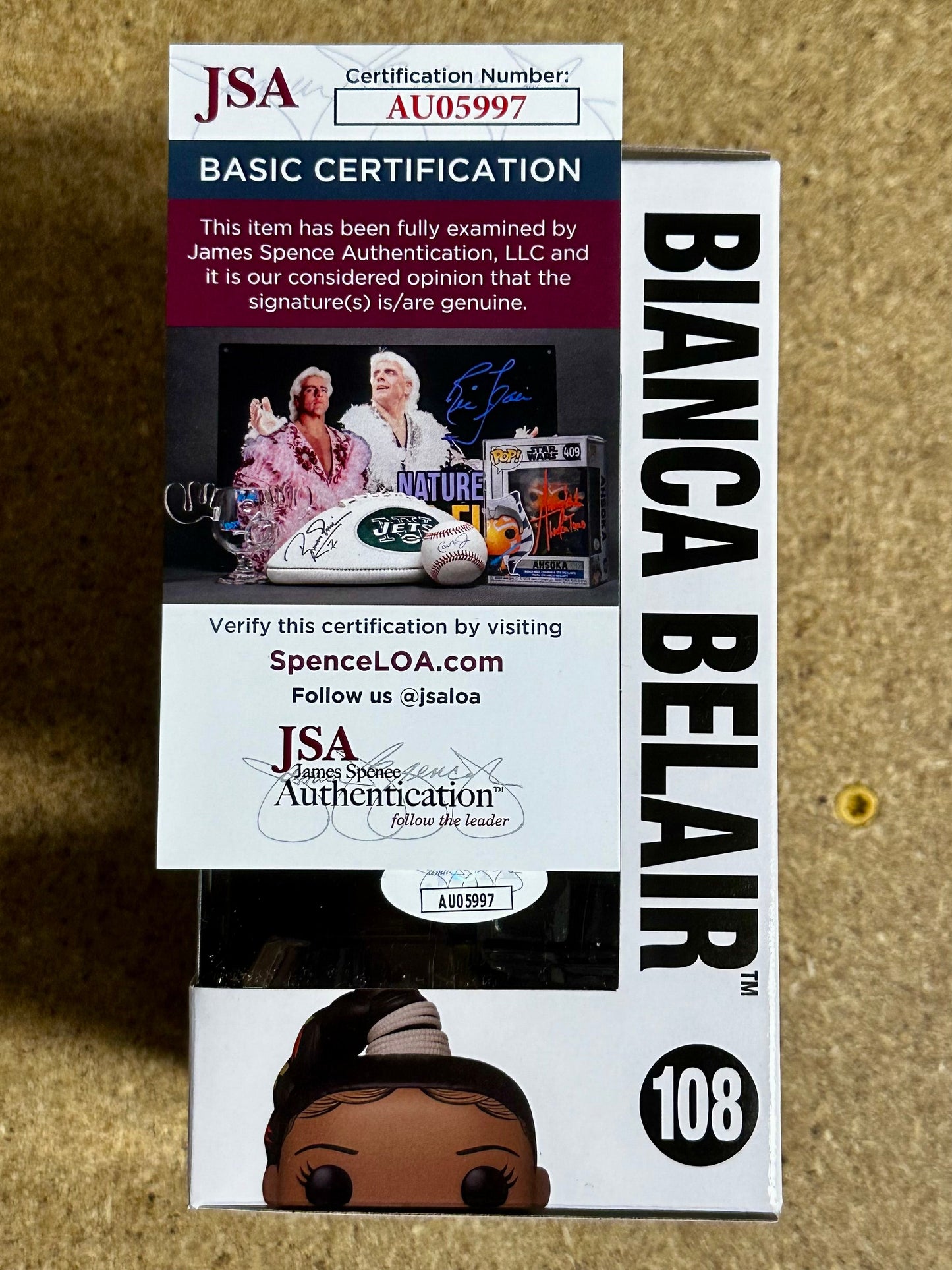 Bianca Belair Signed WWE Women Wrestling EST (WM37) Funko Pop! #108 With JSA COA