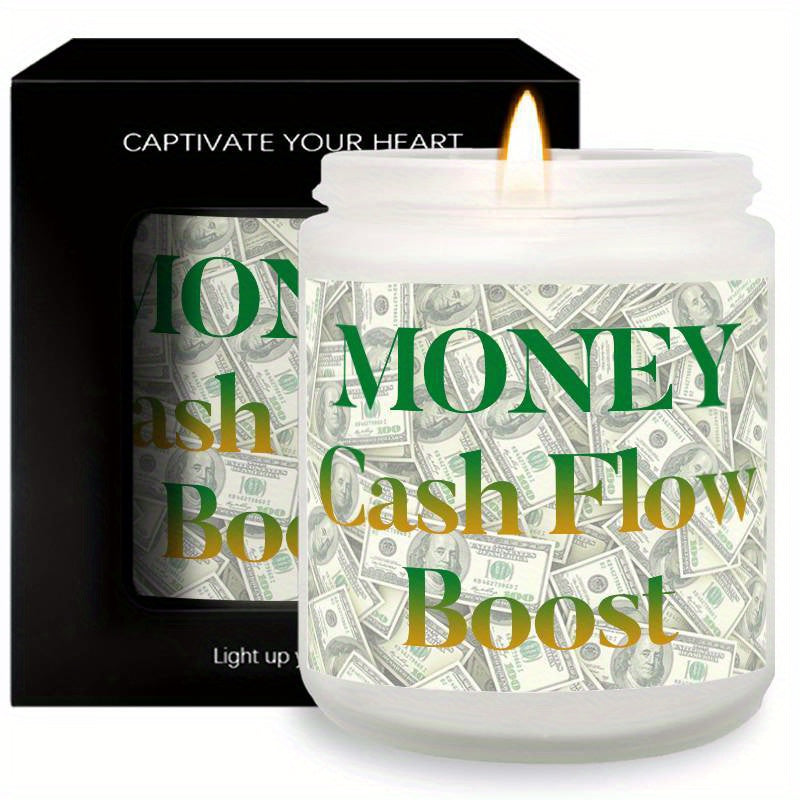 1pc 5. 3Oz Money Cash Flow Boost Scented Candle Soybean Wax Gift Idea For Women Men Adult Bestie Coworker Husband Wife Him Her Son Daughter Dad Mum Sister Brother Family On Birthday Xmas New Year Funny Unique Essential Home D