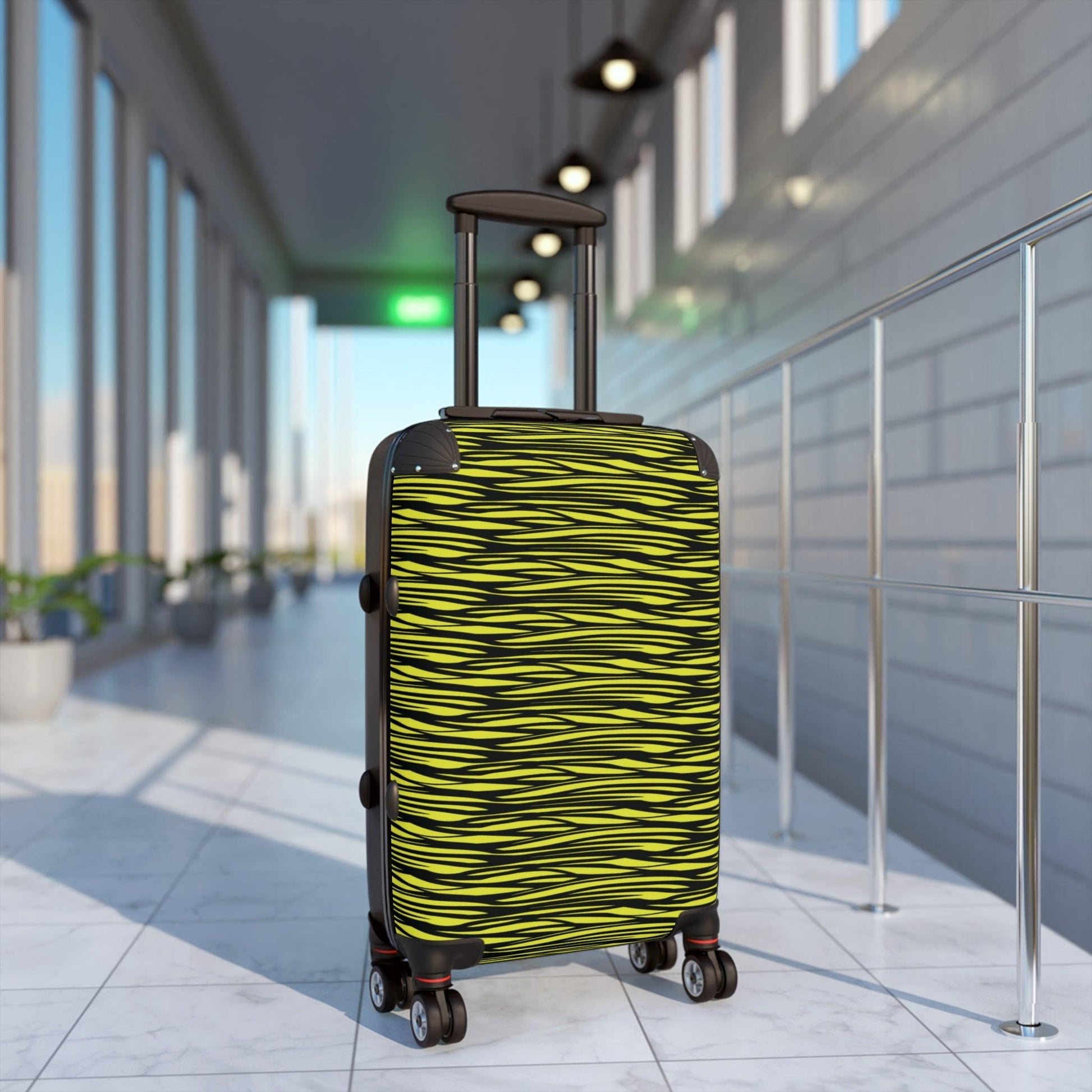 Black Yellow Camo Lines Suitcase - Lizard Vigilante