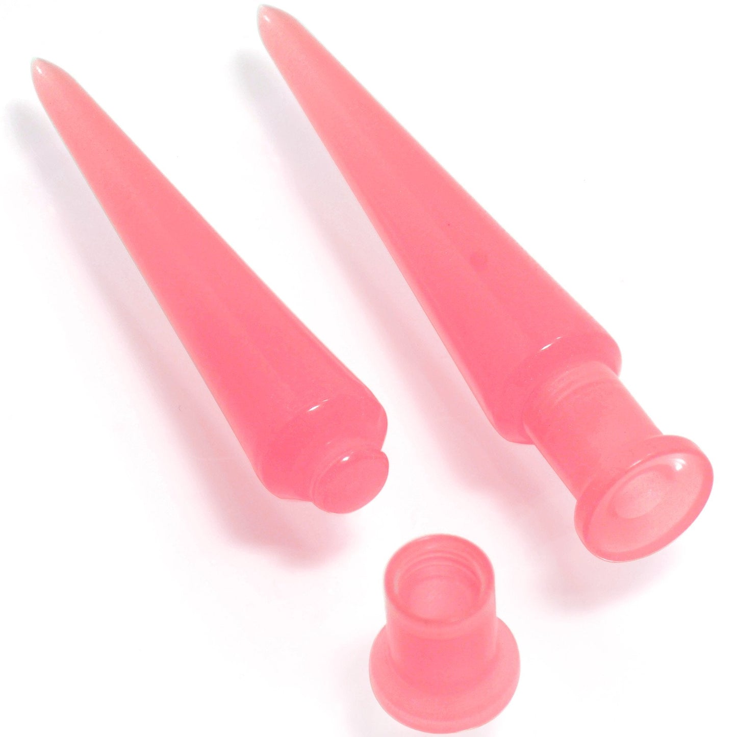 2 in 1 Pink Glow in Dark Interchangeable Screw Fit Plug and Taper Set