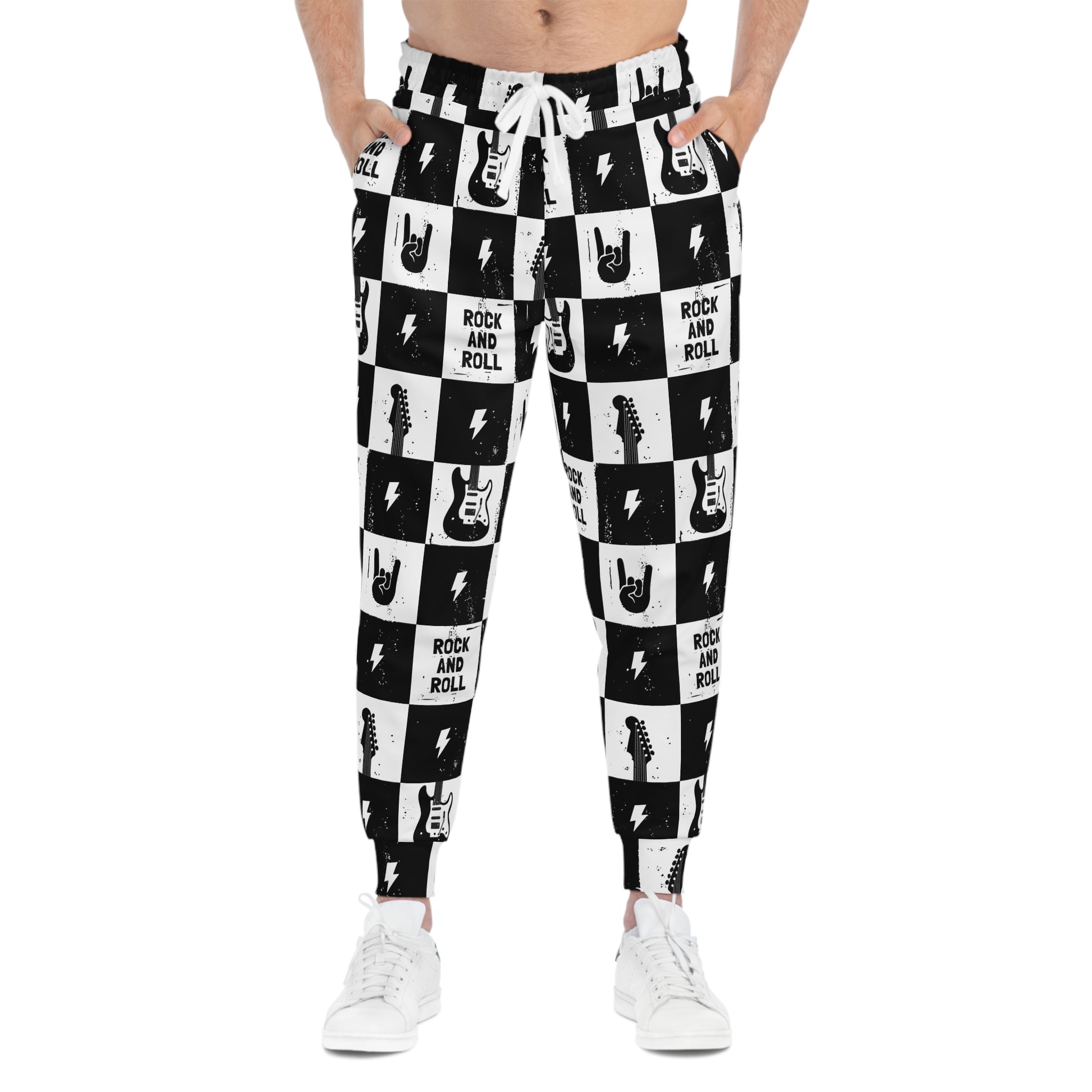 Rock And Roll Squares Athletic Joggers - Premium All Over Prints from Printify - Just $62.99! Shop now at Lizard Vigilante