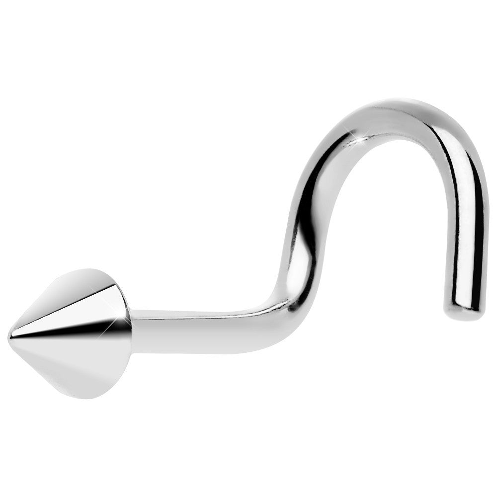 Solid 14K White Gold CONE Nose Ring