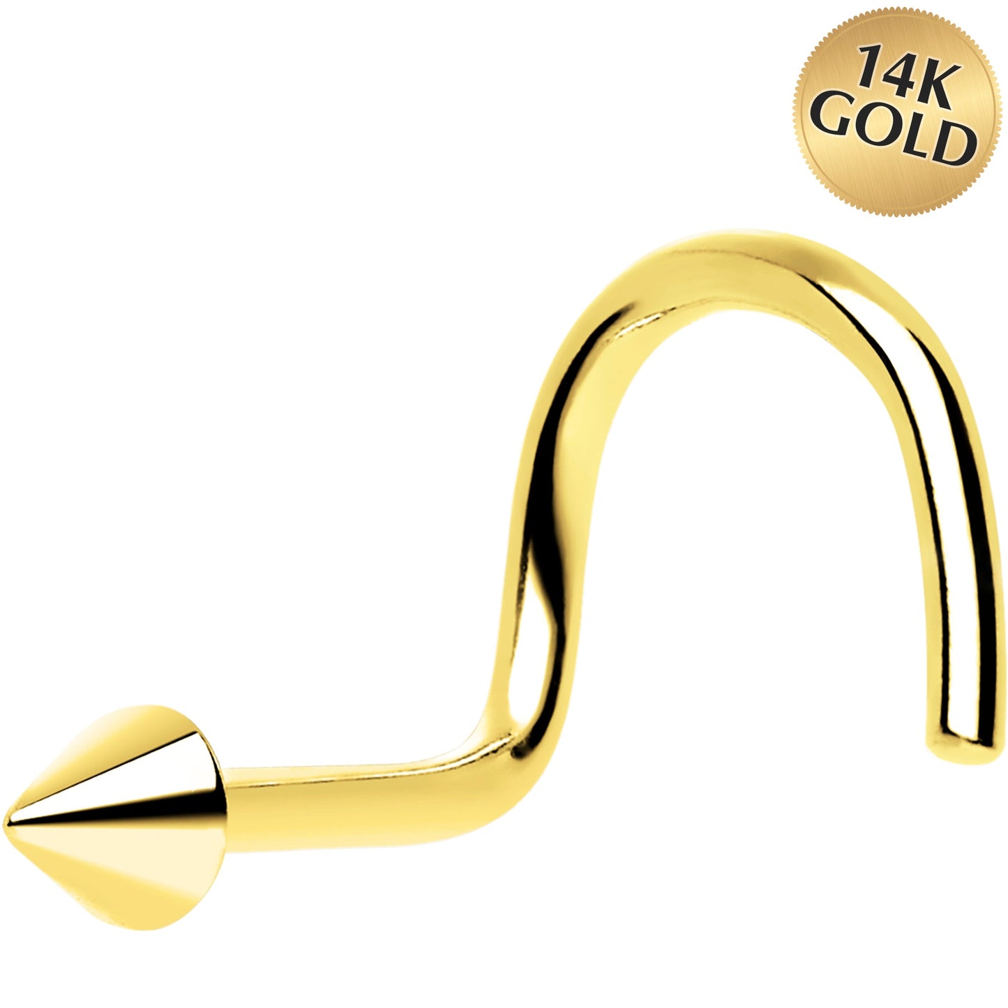 Solid 14K Yellow Gold CONE Nose Ring