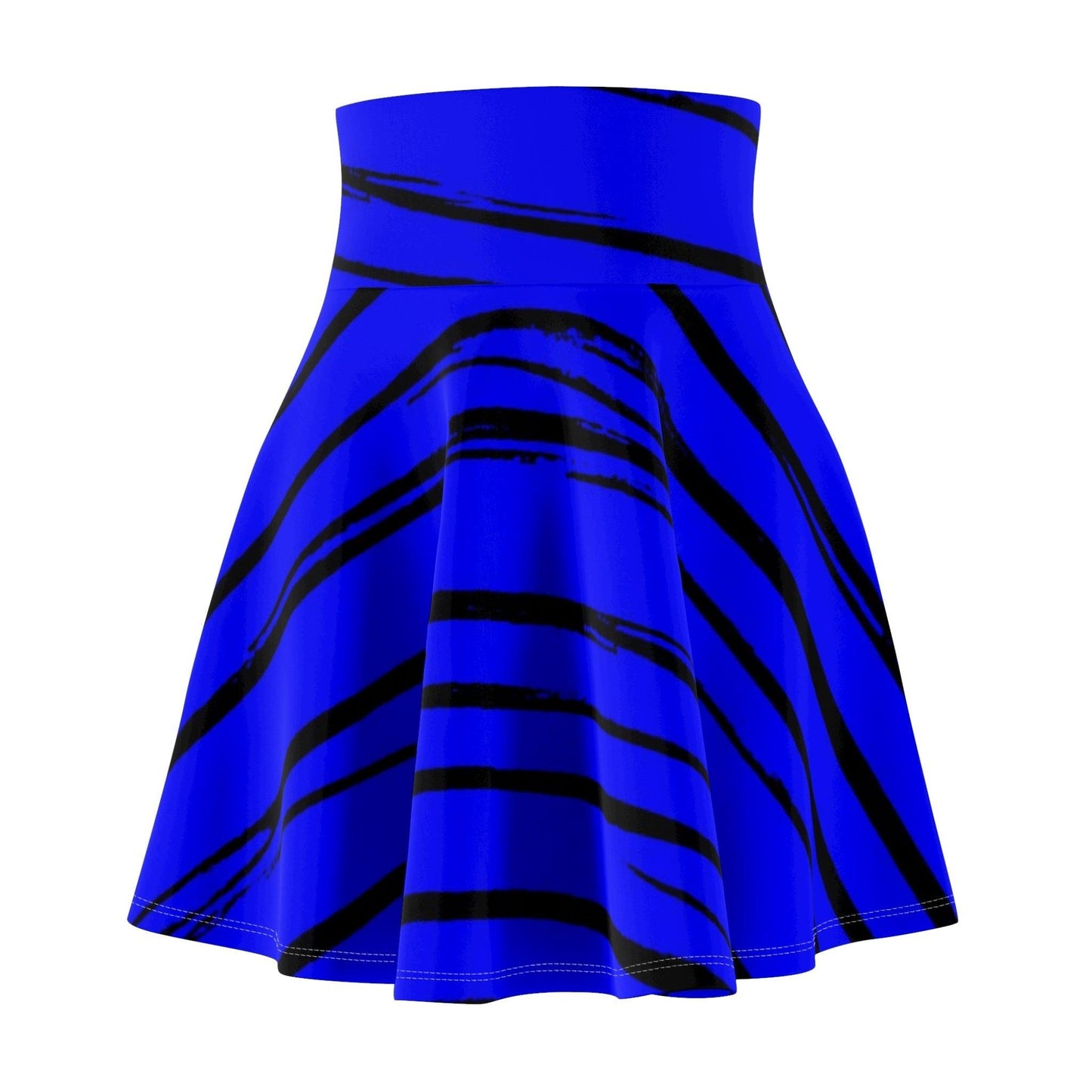 Black & Blue Strips Women's Skater Skirt - Lizard Vigilante