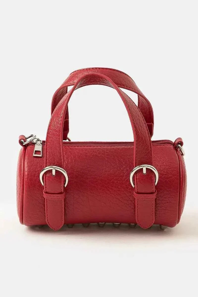 Fame Faux Leather Buckle Strap : Cylinder Hand Bag
