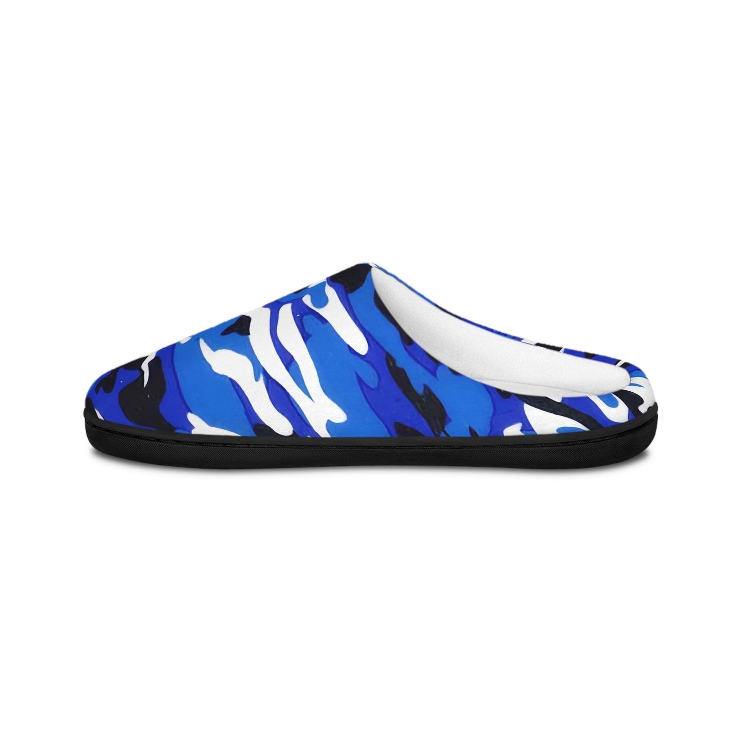 Blue Black White Camo Men's Indoor Slippers - Lizard Vigilante