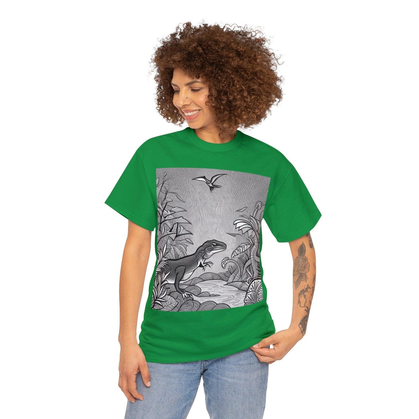 Prehistory Scene Unisex Heavy Cotton Tee - Lizard Vigilante