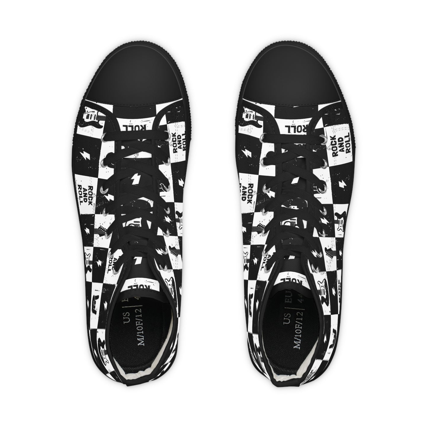 Men's Rock And Roll Squares High Top Sneakers - Premium Shoes from Printify - Just $62.99! Shop now at Lizard Vigilante