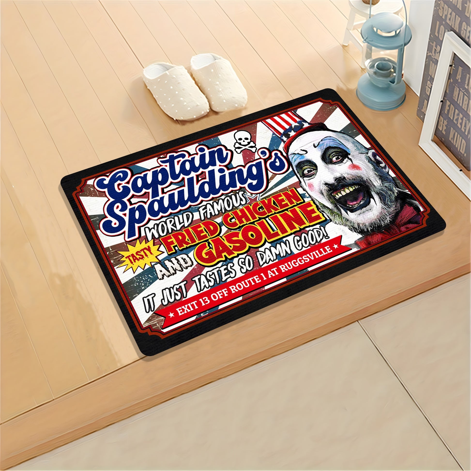 Captain Spaulding's Fried Chicken & Gasoline Area Rug – Ultra-Soft, Washable, and Non-Slip Indoor/Outdoor Decor - Premium  from Lizard Vigilante - Just $20.99! Shop now at Lizard Vigilante