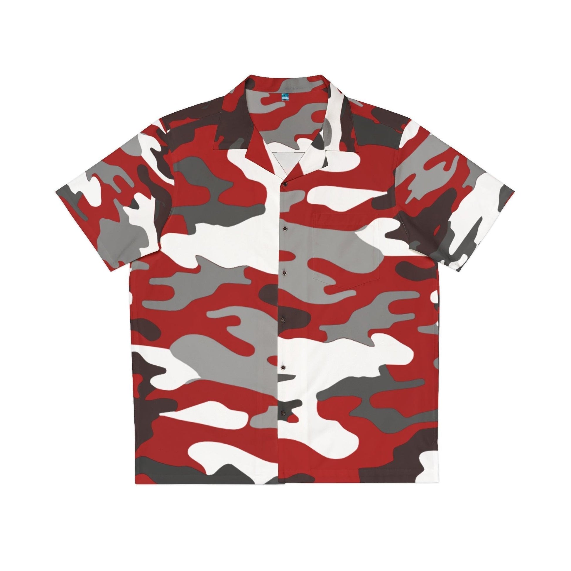 Red Black White Camo Men's Hawaiian Shirt - Lizard Vigilante