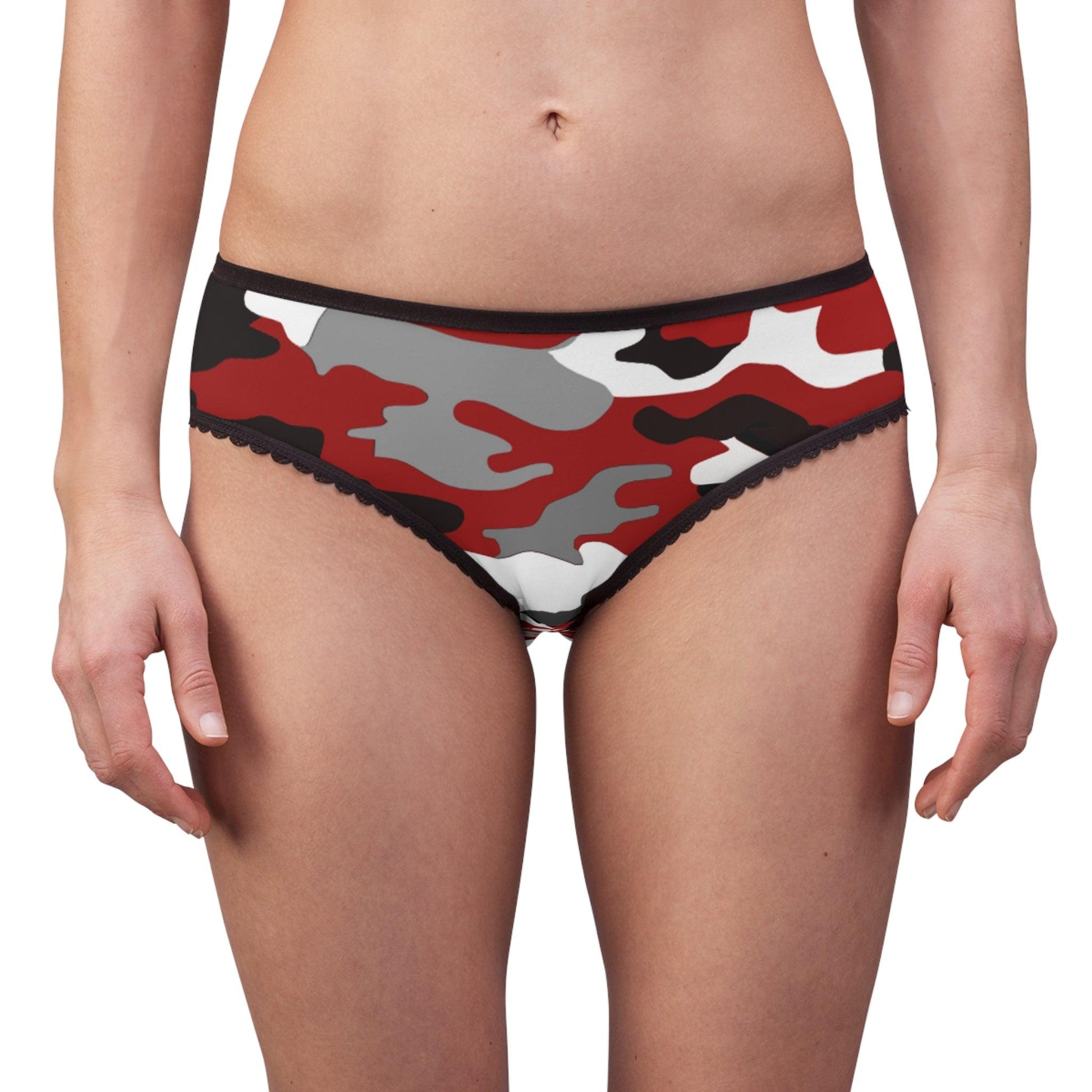 Black Red Grey White Camo Women's Briefs - Lizard Vigilante