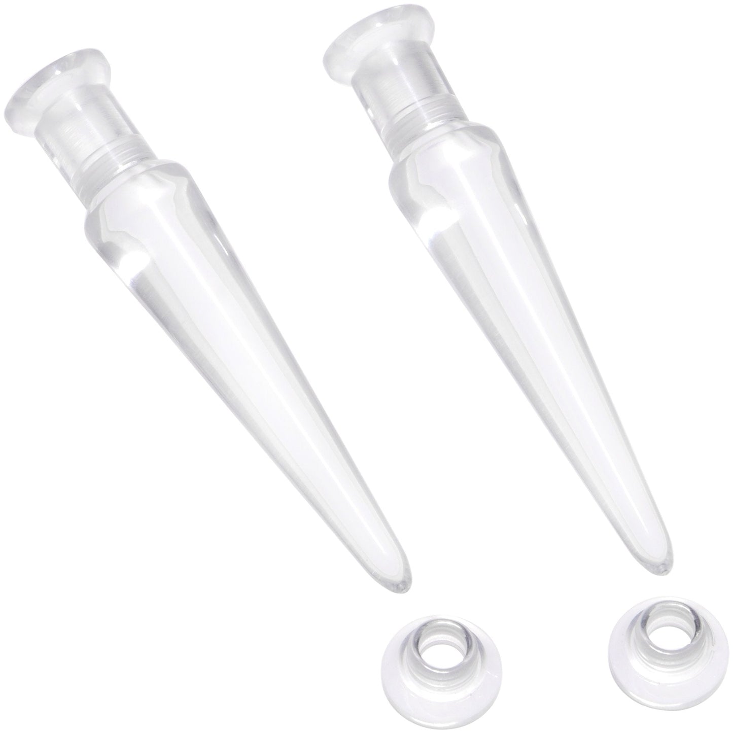 Clear 2 in 1 Interchangeable Screw Fit Plug and Taper Set