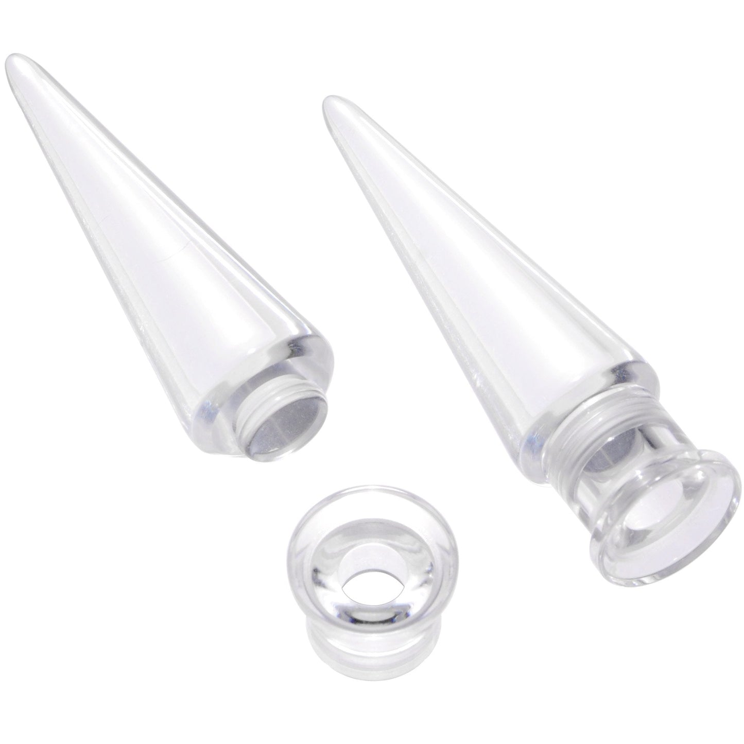 Clear 2 in 1 Interchangeable Screw Fit Plug and Taper Set
