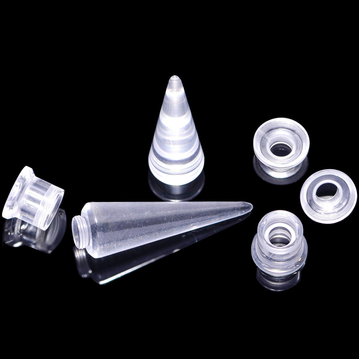 Clear 2 in 1 Interchangeable Screw Fit Plug and Taper Set