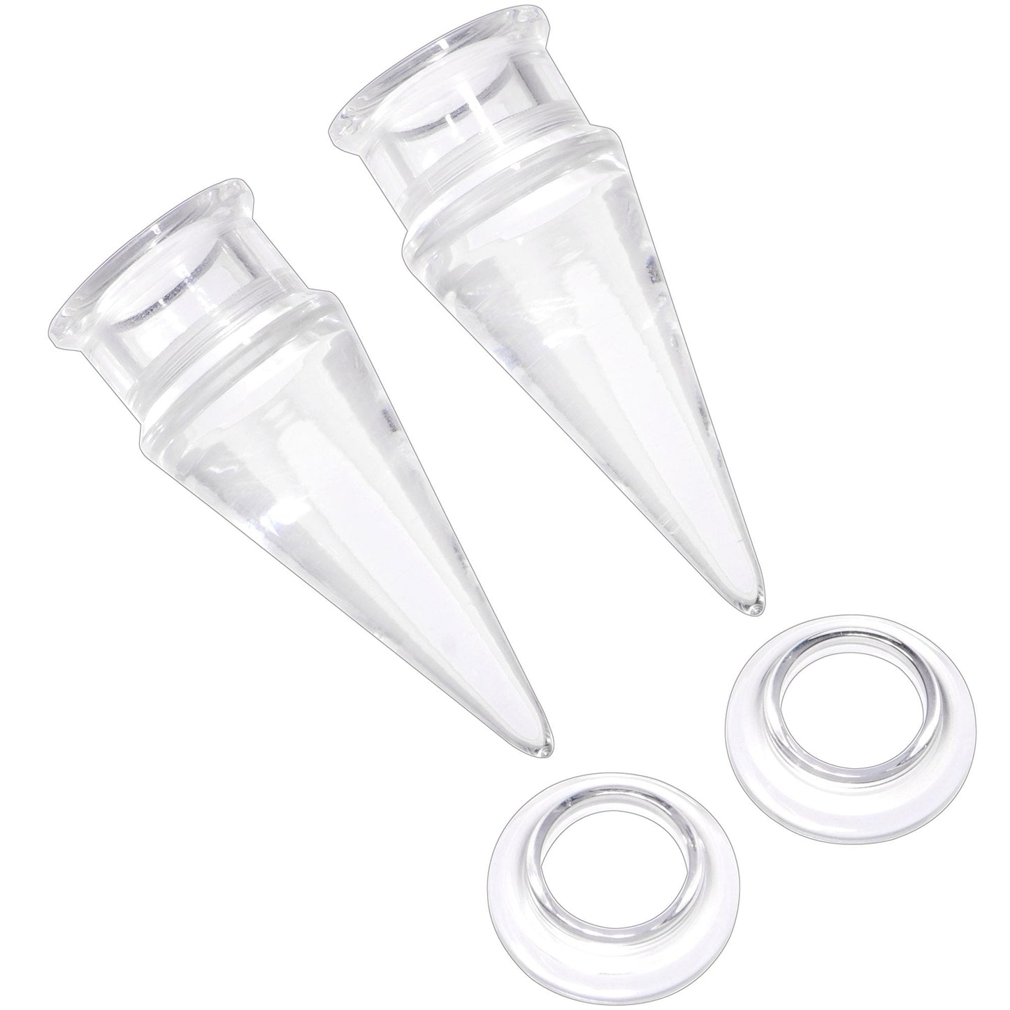 Clear 2 in 1 Interchangeable Screw Fit Plug and Taper Set