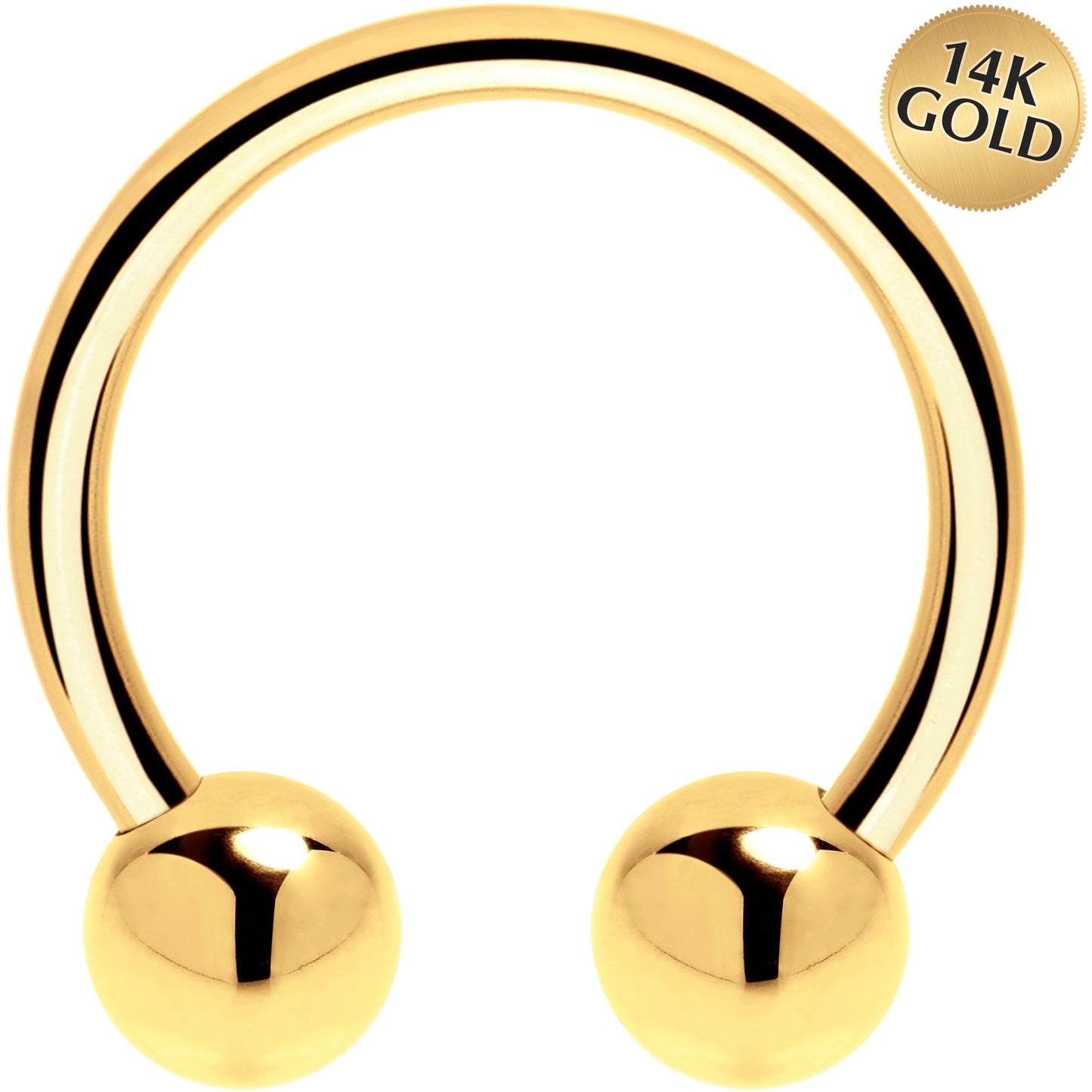 Solid 14K Yellow Gold 16G Horseshoe - 1/2 4mm Balls