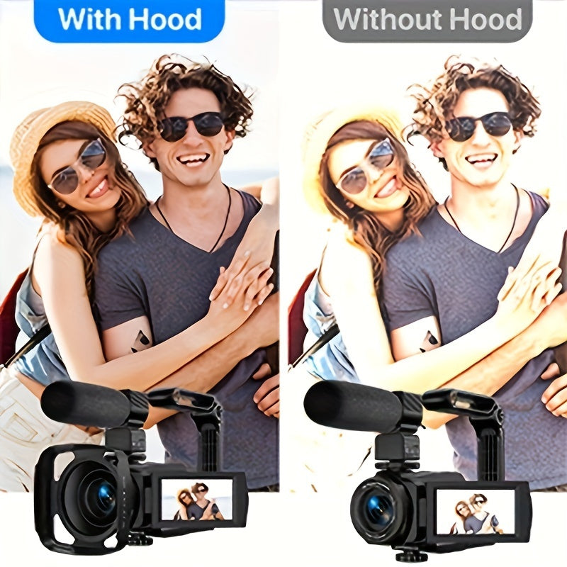 Nicamery 3.0-inch Rotating 270-degree Capacitive Touch Screen, 5K HD Digital Video Camera, 48MP Pixels, 16x Digital Zoom, Supports WIFI, HD, Six-axis Stabilization, Remote Control Manipulation, Comes With 2 Pieces Of 2000mAh