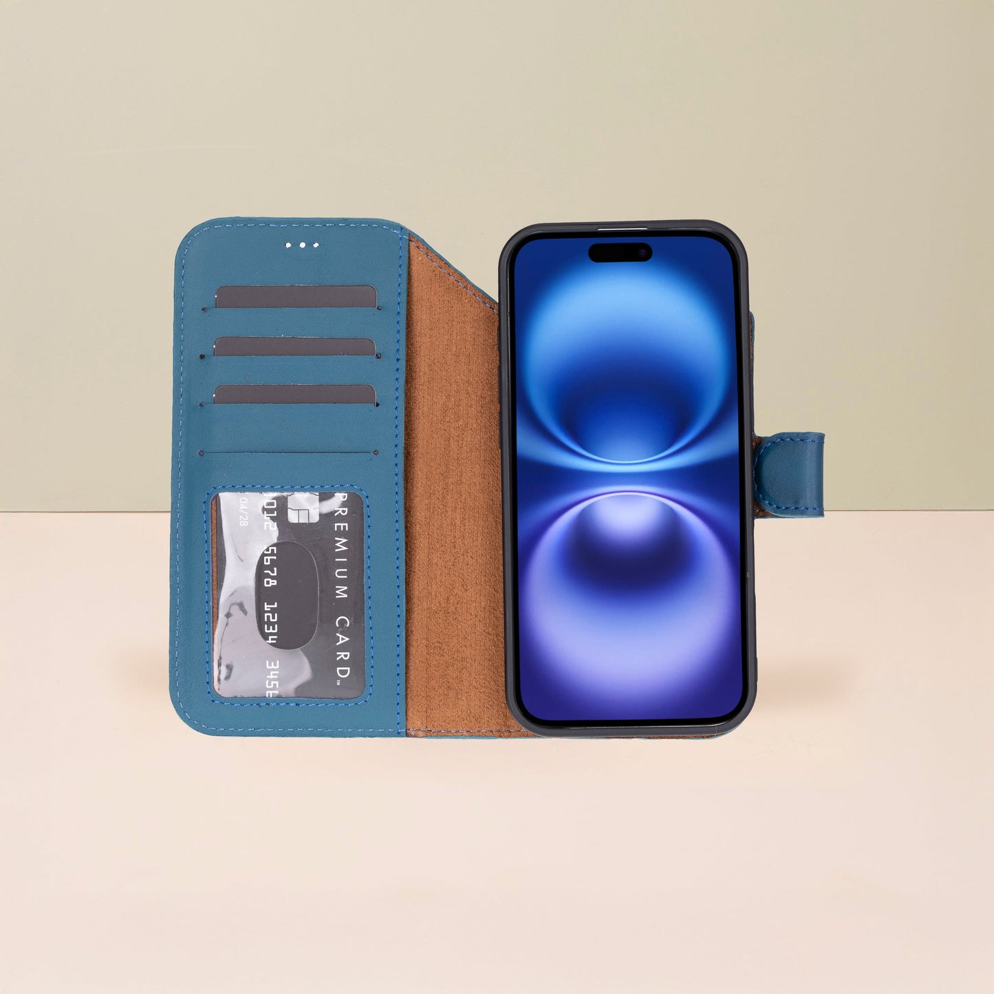 Premium Leather iPhone Air Wallet Case – Blue - Austin