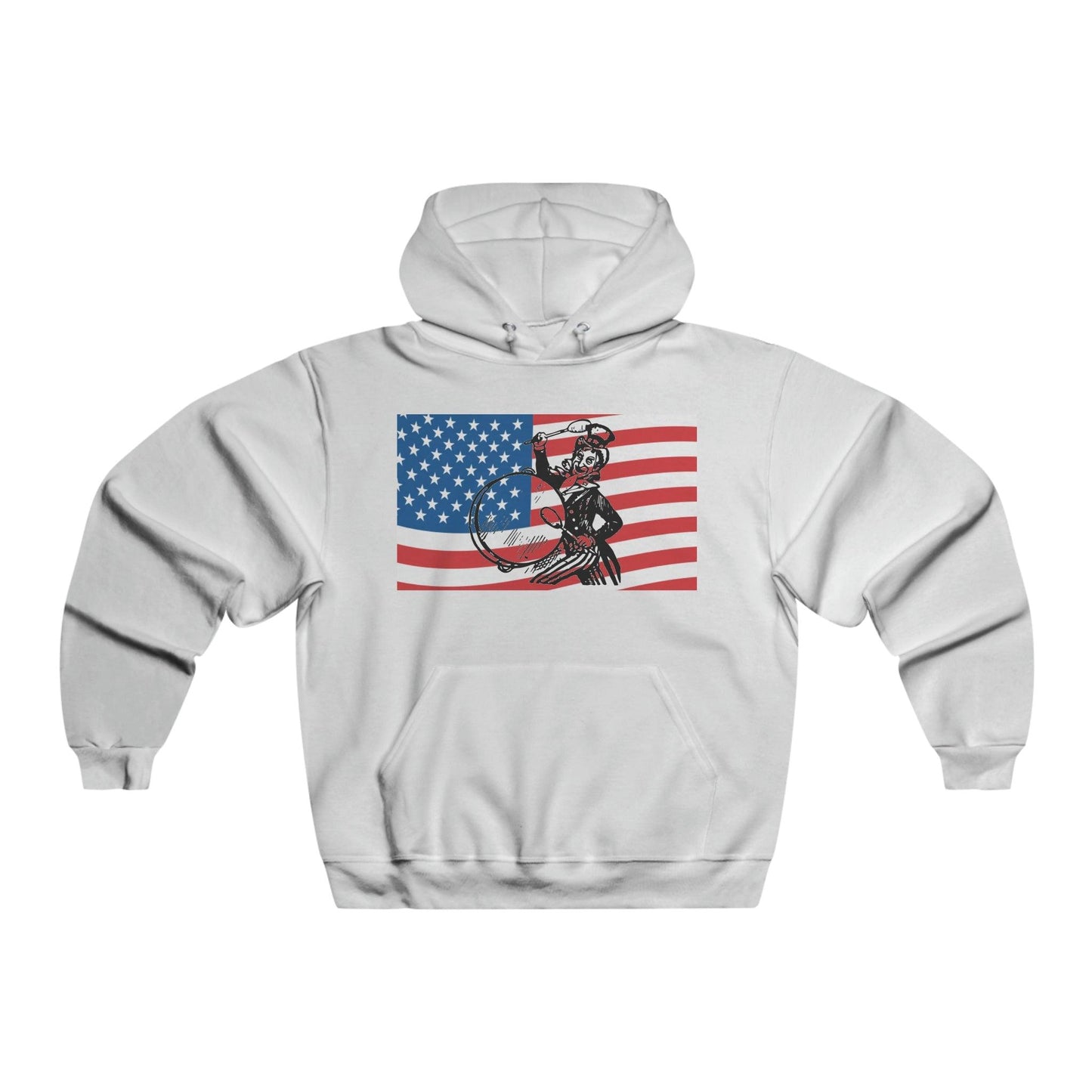 Uncle Sam Drummer on American Flag Men's NUBLEND® Hooded Sweatshirt - Lizard Vigilante