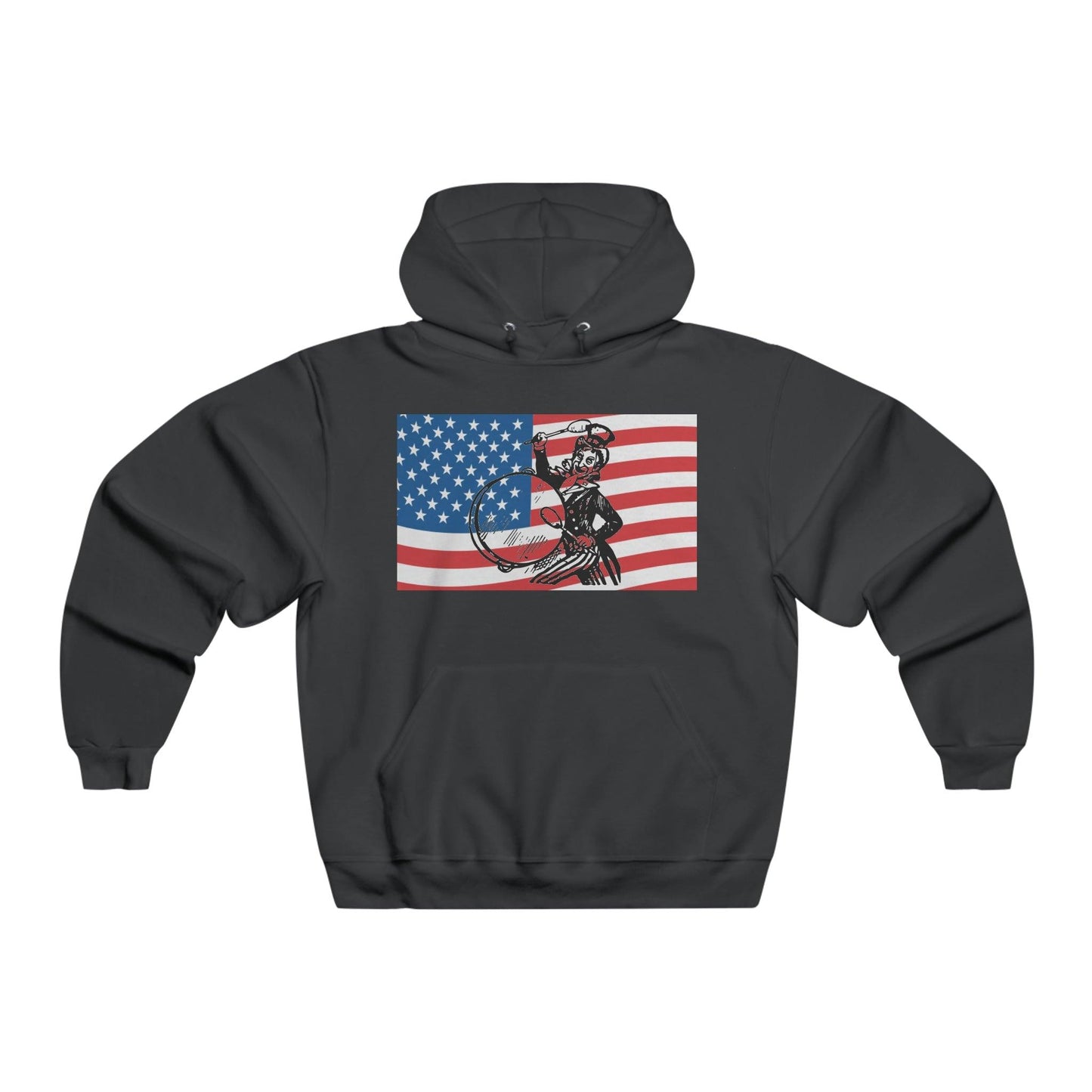 Uncle Sam Drummer on American Flag Men's NUBLEND® Hooded Sweatshirt - Lizard Vigilante