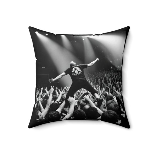 Crowd Walk Spun Polyester Square Pillow - Lizard Vigilante