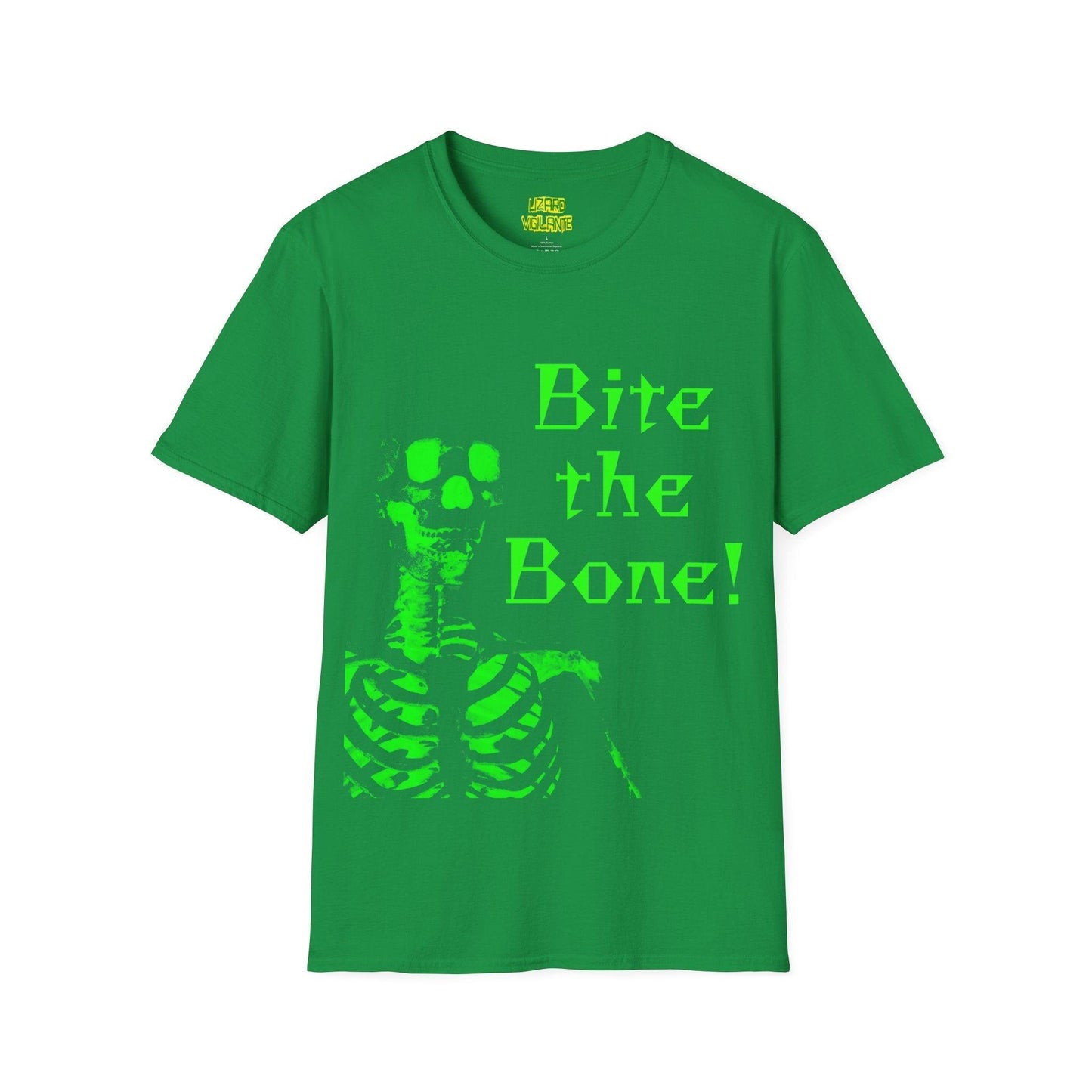 Bite the Bone! Skeleton Unisex Softstyle T-Shirt - Lizard Vigilante