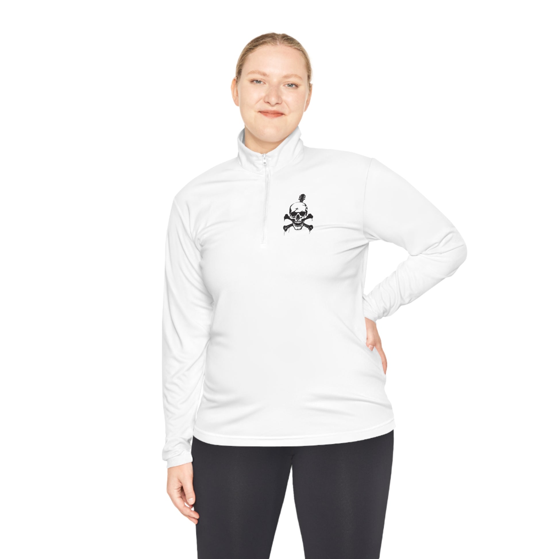 Guitar Skull Cross Bones Unisex Quarter-Zip Pullover - Premium Long-sleeve from Printify - Just $43.42! Shop now at Lizard Vigilante